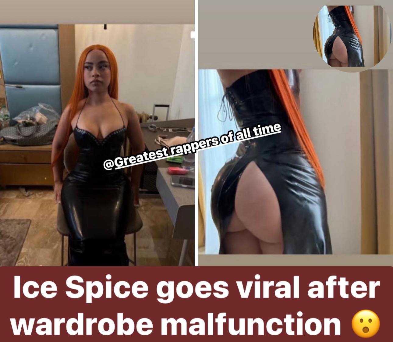 ice spice black dress incident wardrobe malfunction send fans into a frenzy over her post. # icespice Color:LAVENDER