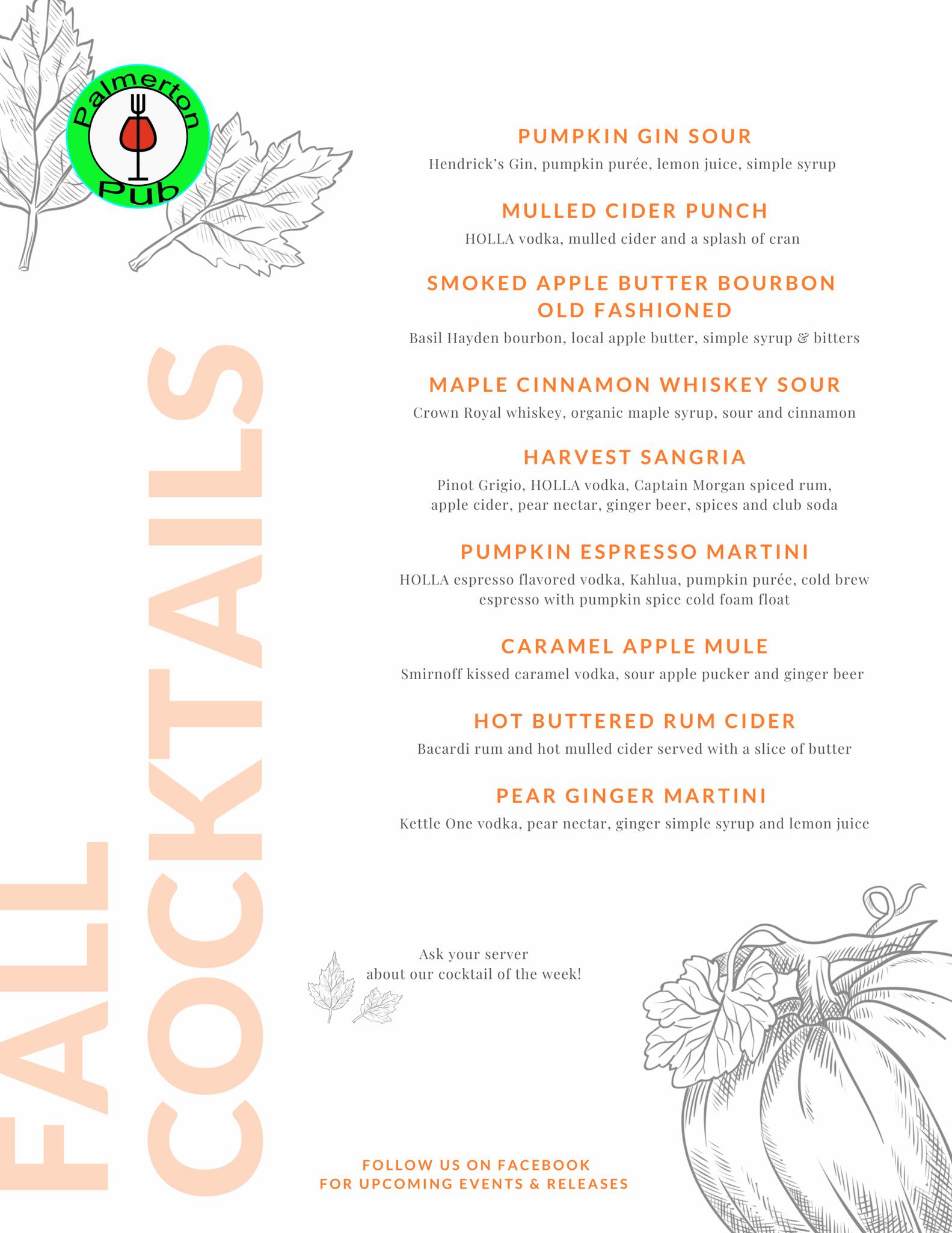 Palmerton Pub - 🍂 FALL COCKTAILS ARE HERE 🍂 As the leaves...