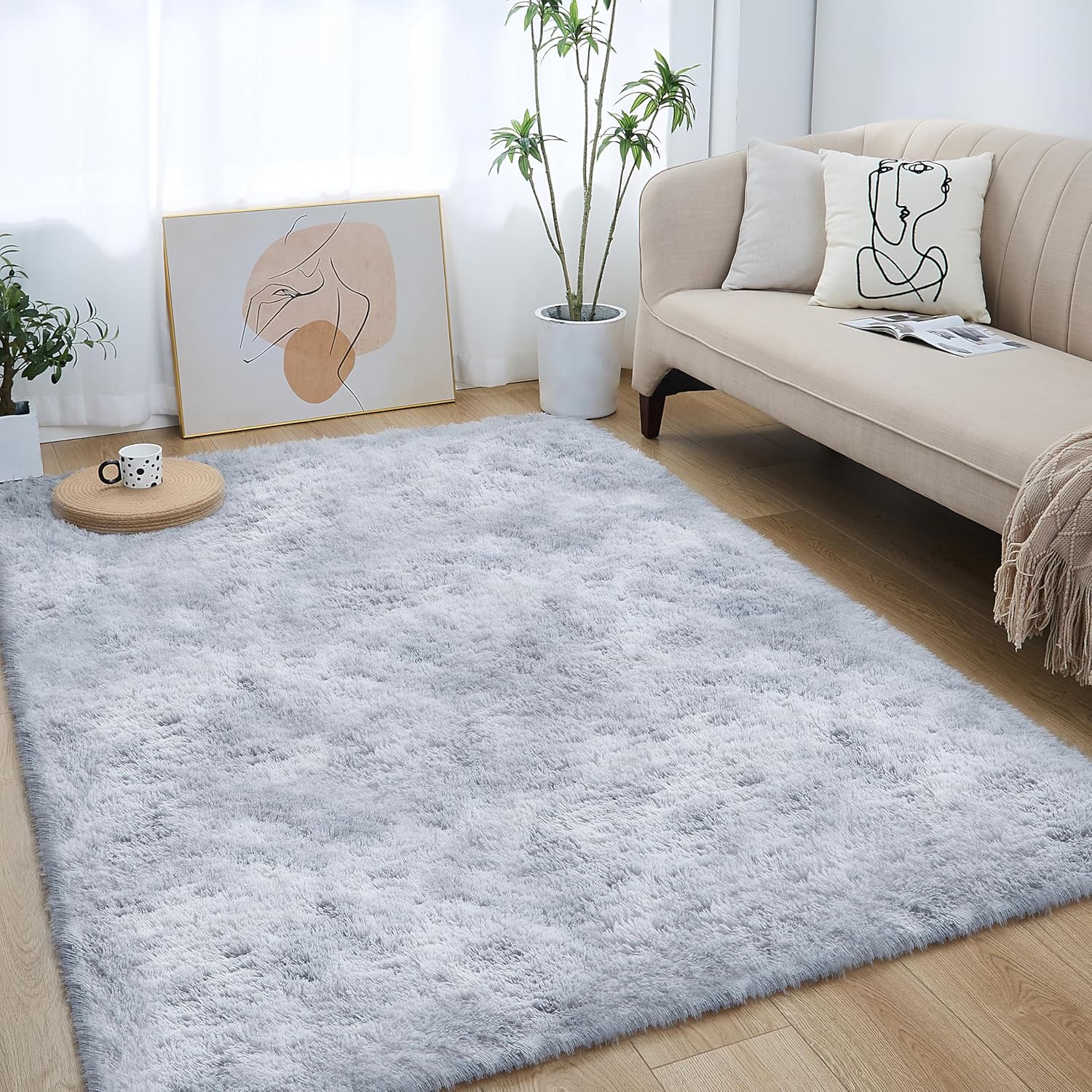 FEIJDON Tapis Moderne 140 x 200 cm Moelleux Doux Moelleux Moderne Grand Tapis Extra Doux, Facile d'entretien, Couleur Unie pour Salon Chambre Canapé Natte, Vin Rouge