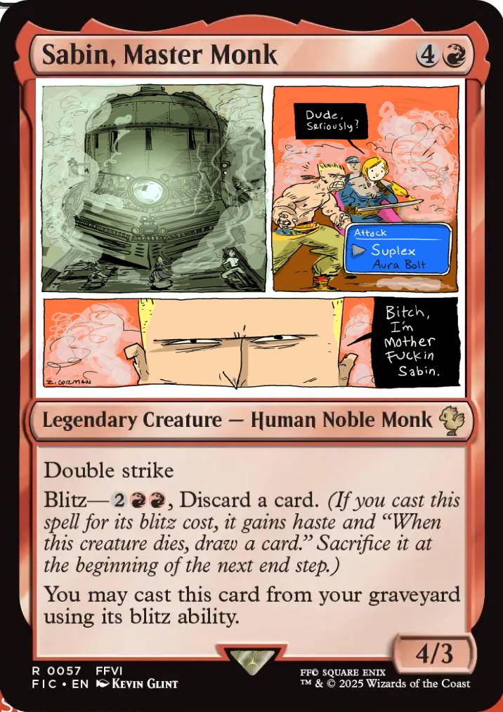 sabin mtg card Magic The Gathering - Universes Beyond - Final Fantasy - Commander Sabin Master Monk Blitz Mtg