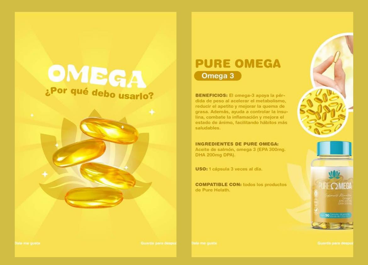 Pure - 🩵💛 PURE OMEGA 💛🩵 TU ALIADO PARA UNA VIDA SALUDABLE Beneficios ...