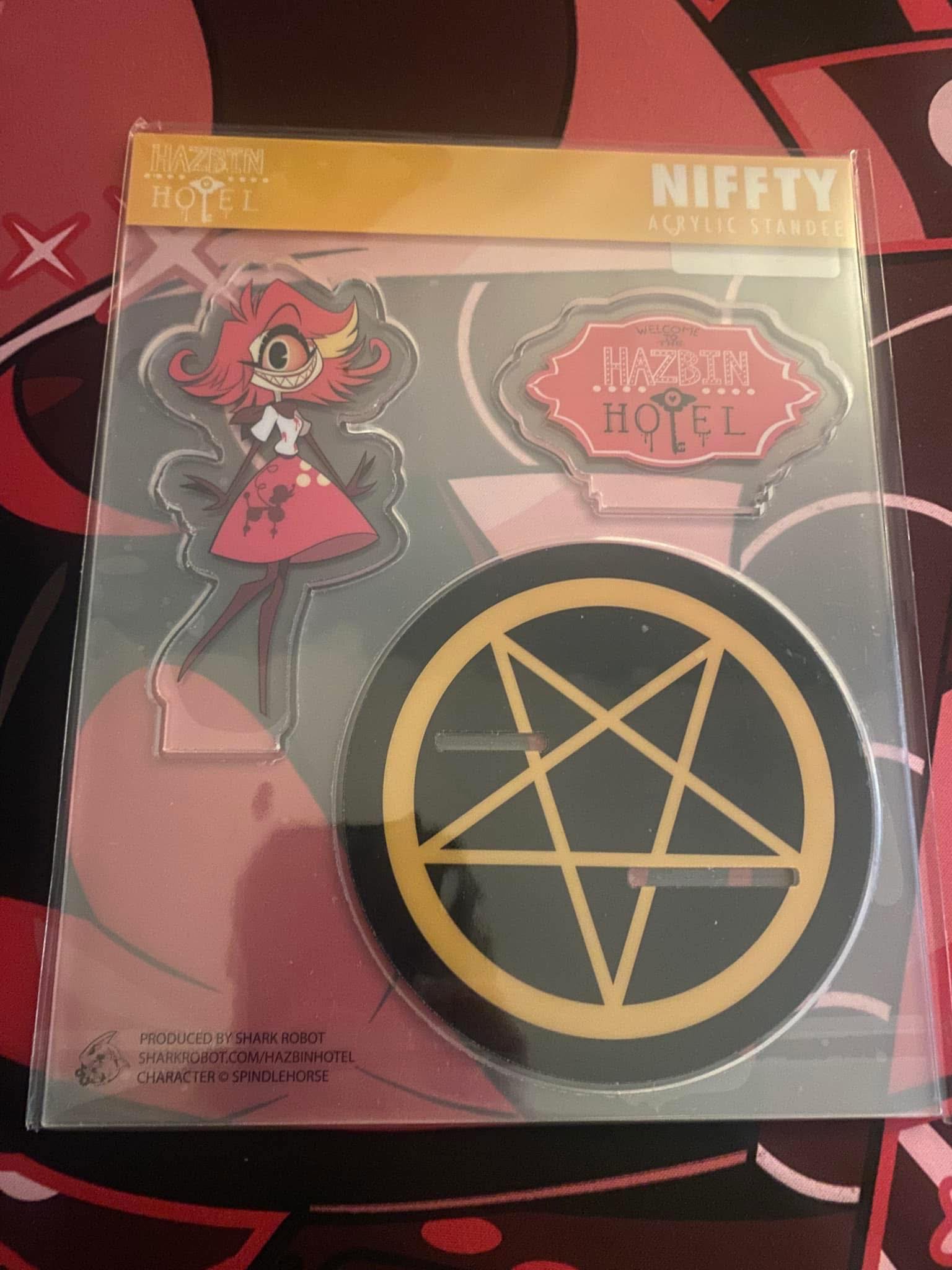 Helluva Boss merch trade: Angel Dust playmats and pins