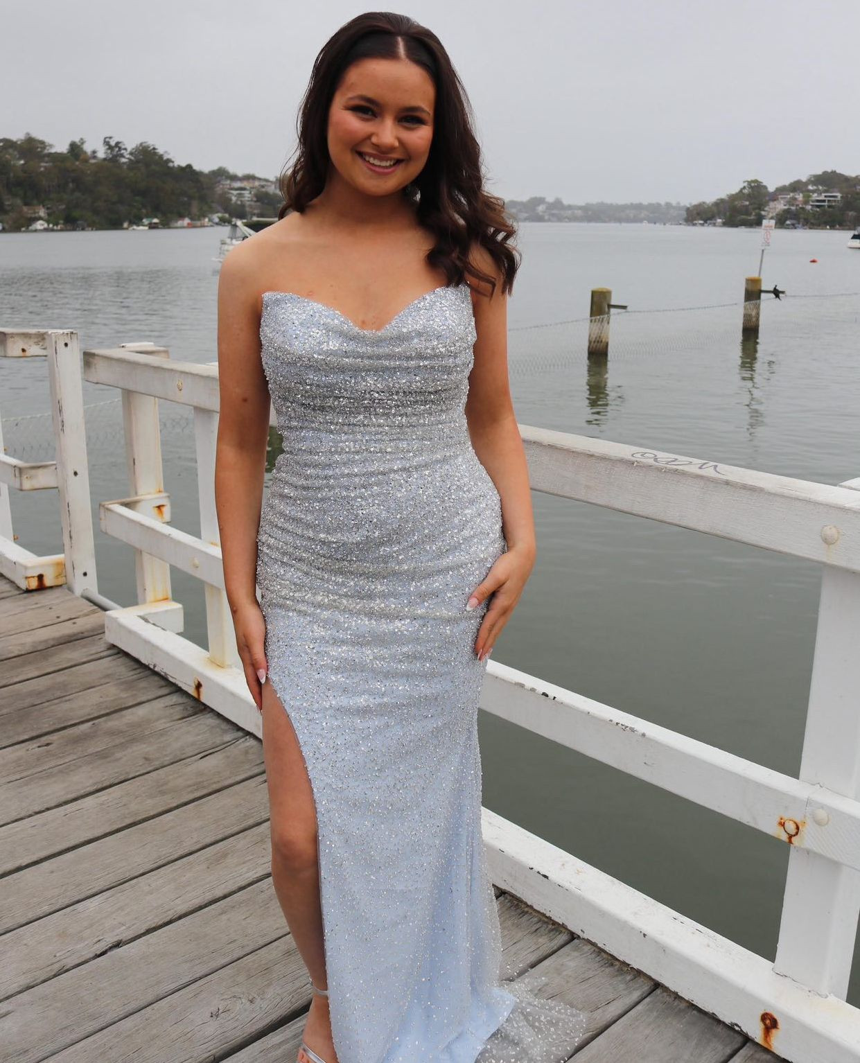 Elissa - Babe Audrey sparkling in the Renee Dress in Ice Blue 