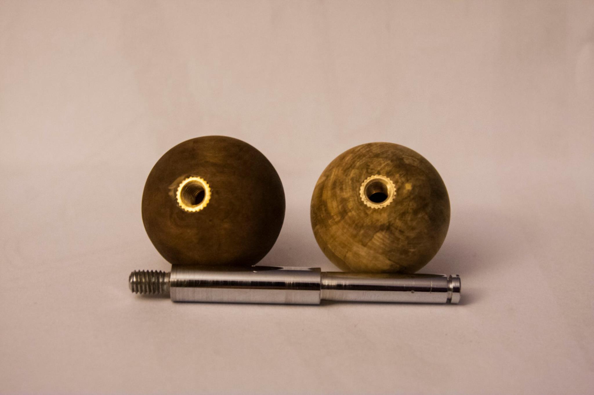 CWC Arcade sticks - Two wood ball tops with threaded insert ! LEFT ...