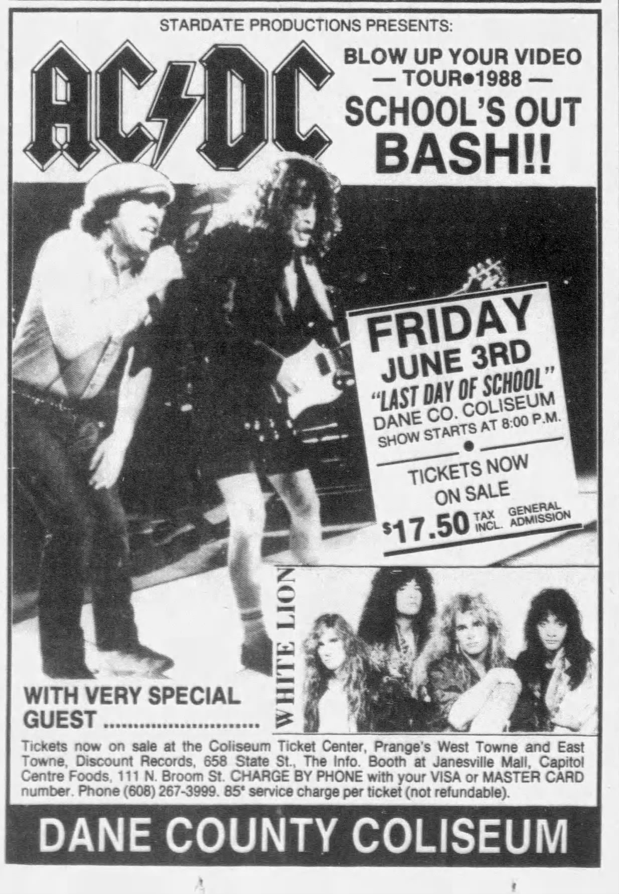 AC/DC 1988 tour at Dane County Coliseum