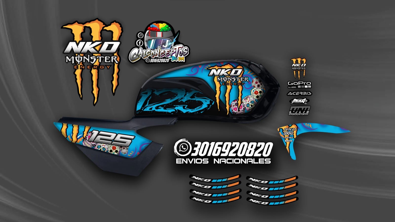 CALCOMANIAS NKD MONSTER ENERGY NKD... - Concepto Publicitario