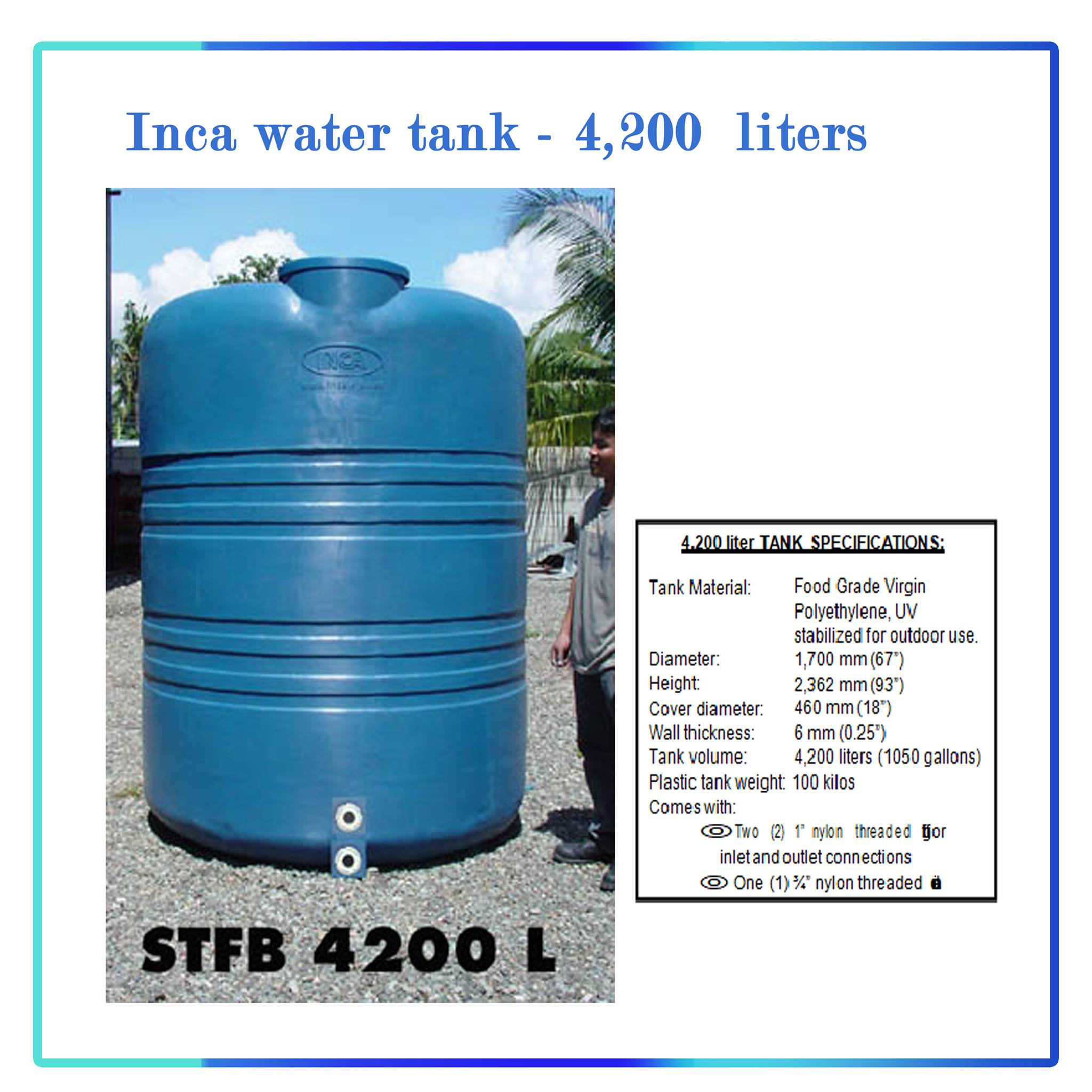 INCA 4,200 liters storage tank... - INCA PHILIPPINES INC.