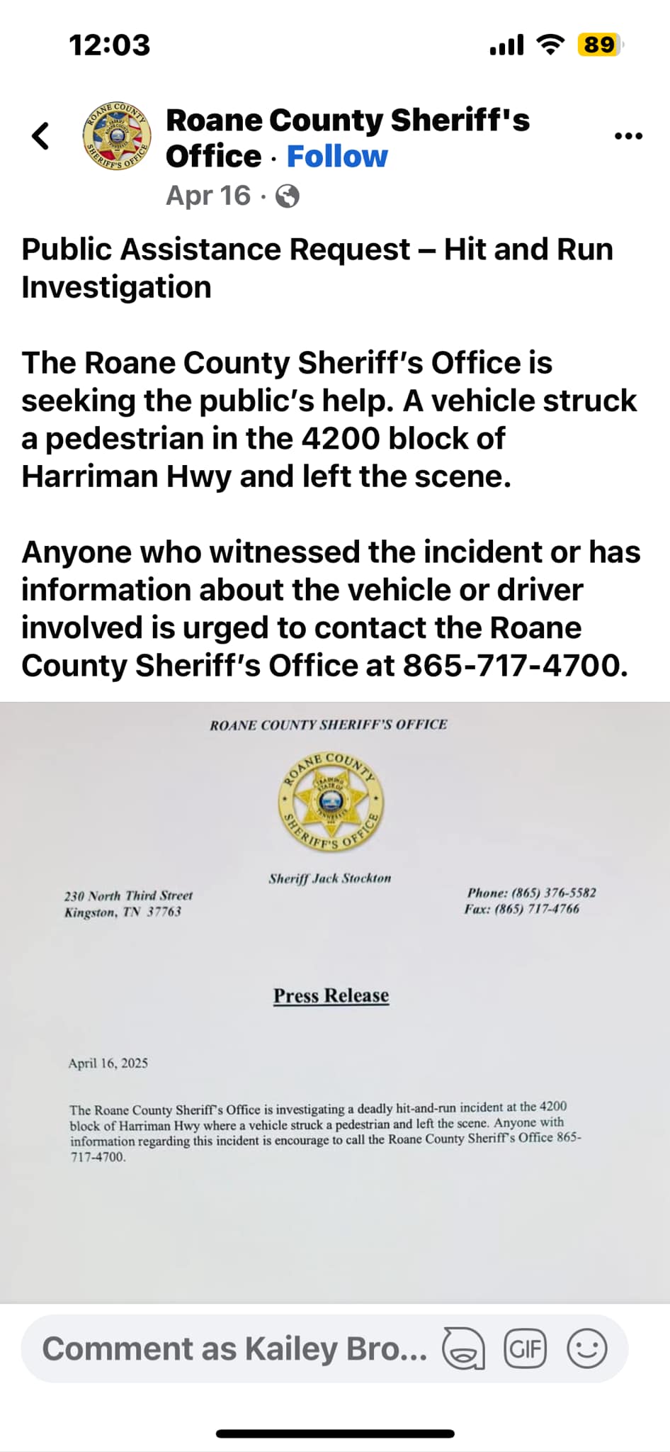 Roane County, TN - News & Announcements | Please continue to share ...