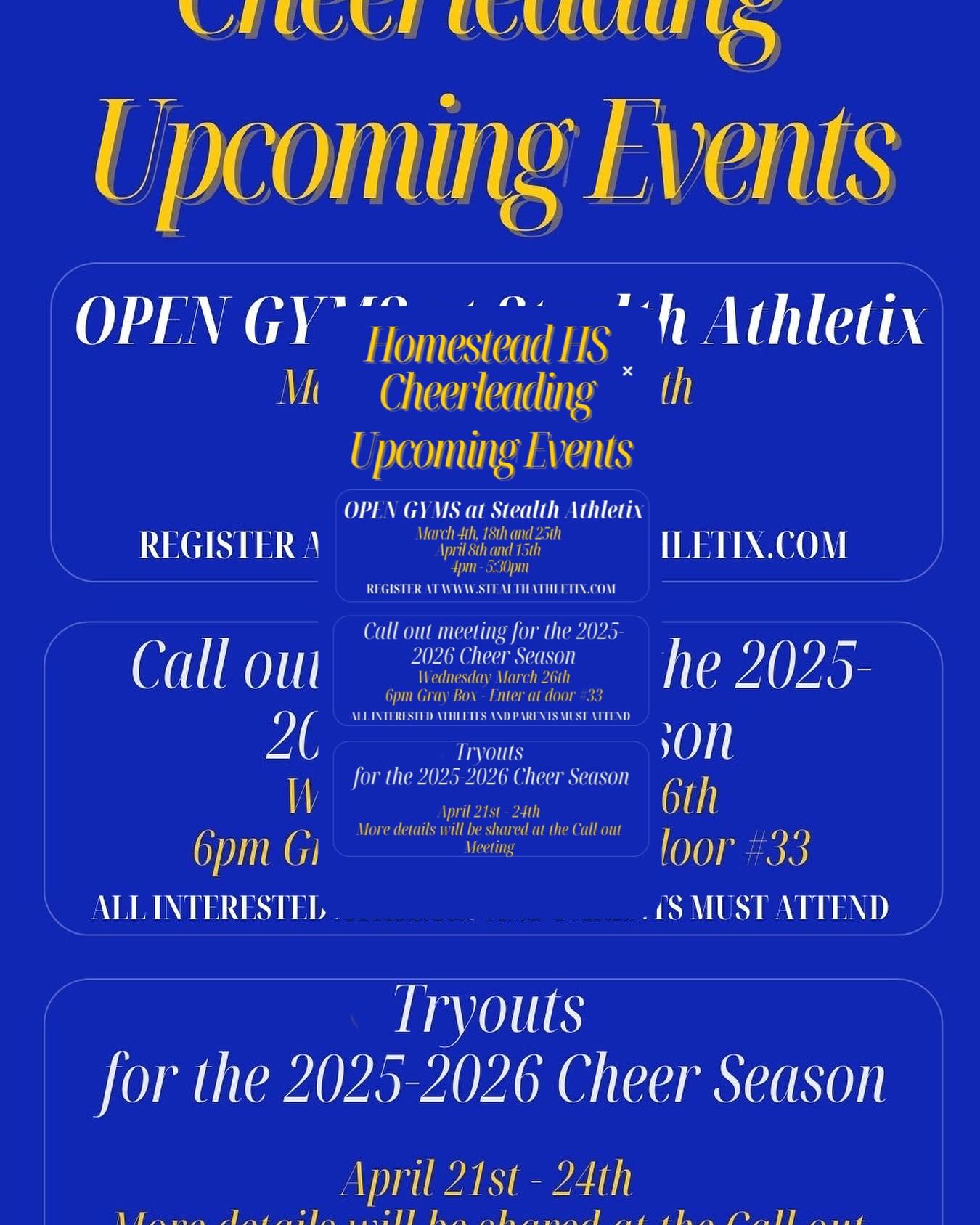 Homestead - 💙💛💙💛It’s that time! We are excited to announce our dates ...
