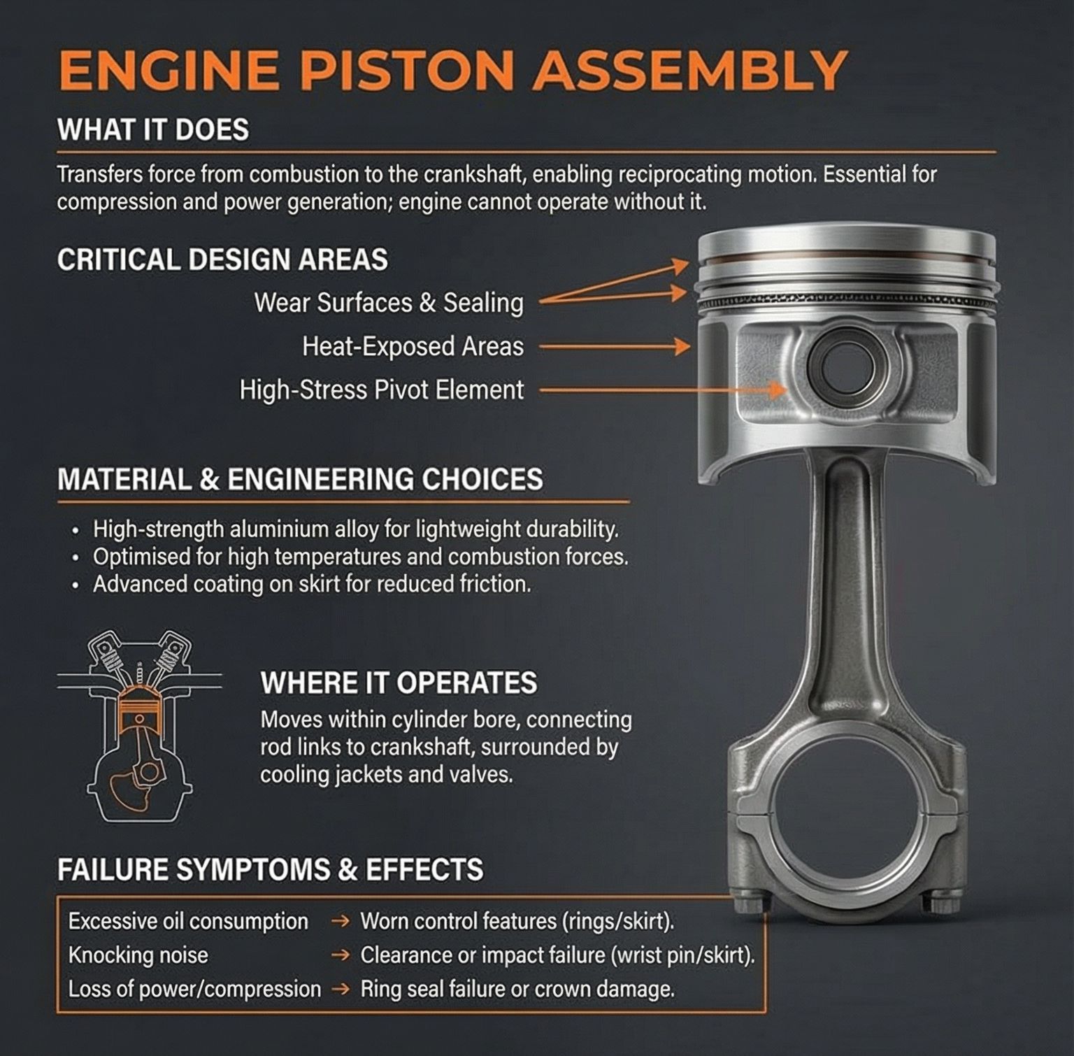 Auto - An engine piston assembly is the core moving part in an internal ...