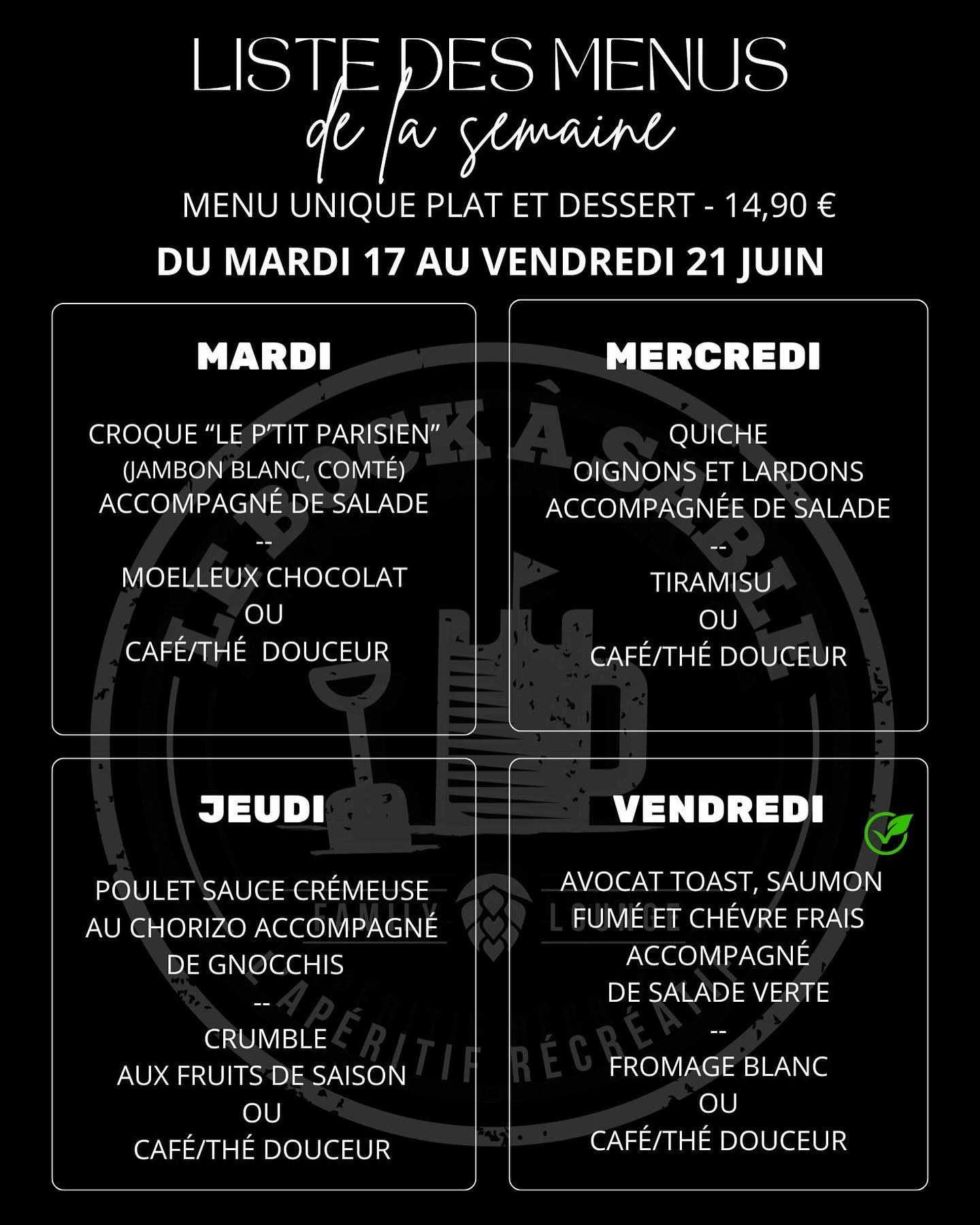 Le Bock à Sable - Menu de la semaine … sans oublier nos...