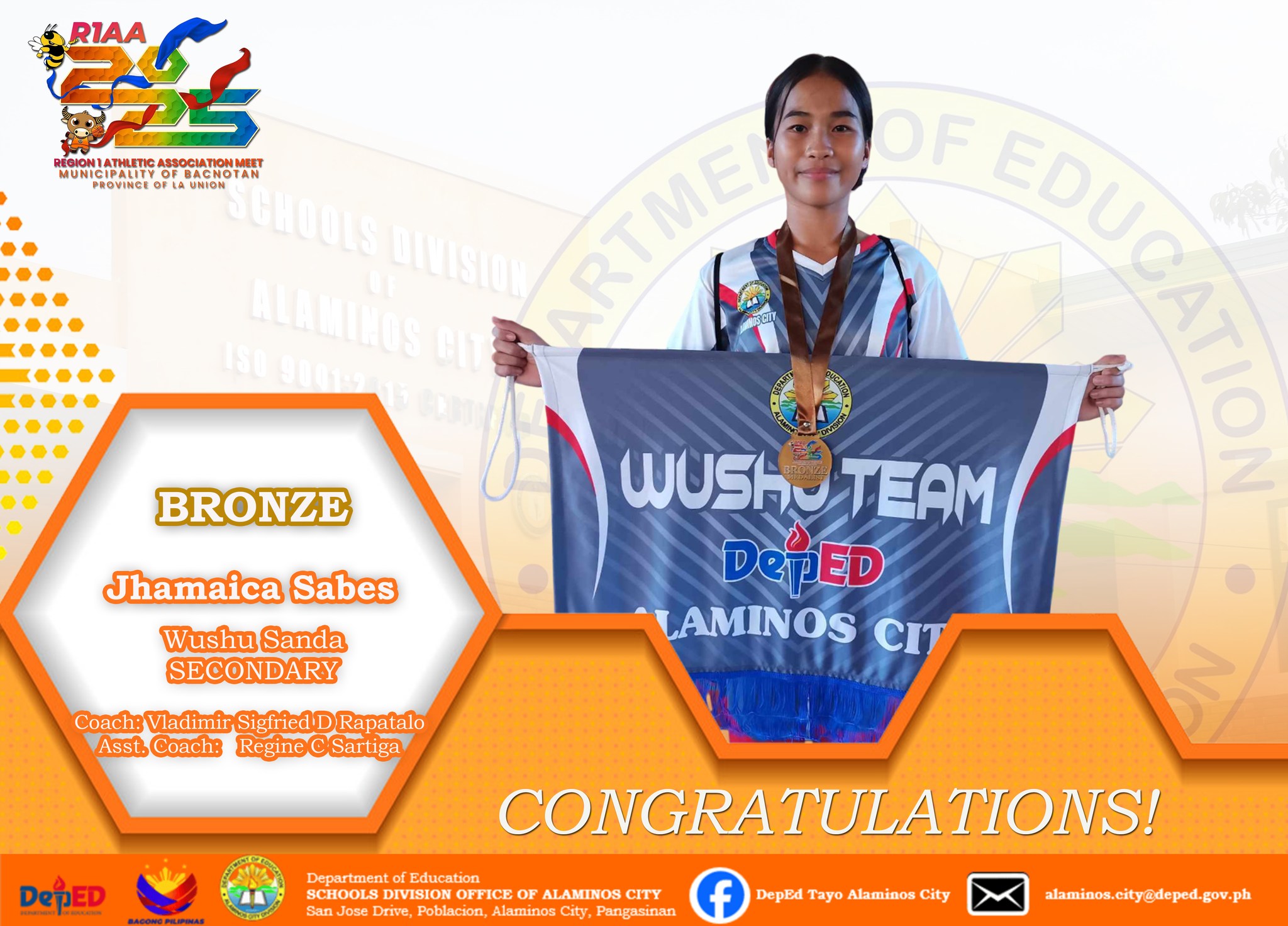 DepEd - R1AA Update: Bronze! Jhamaica Sabes Wushu Sanda Your SDO ...