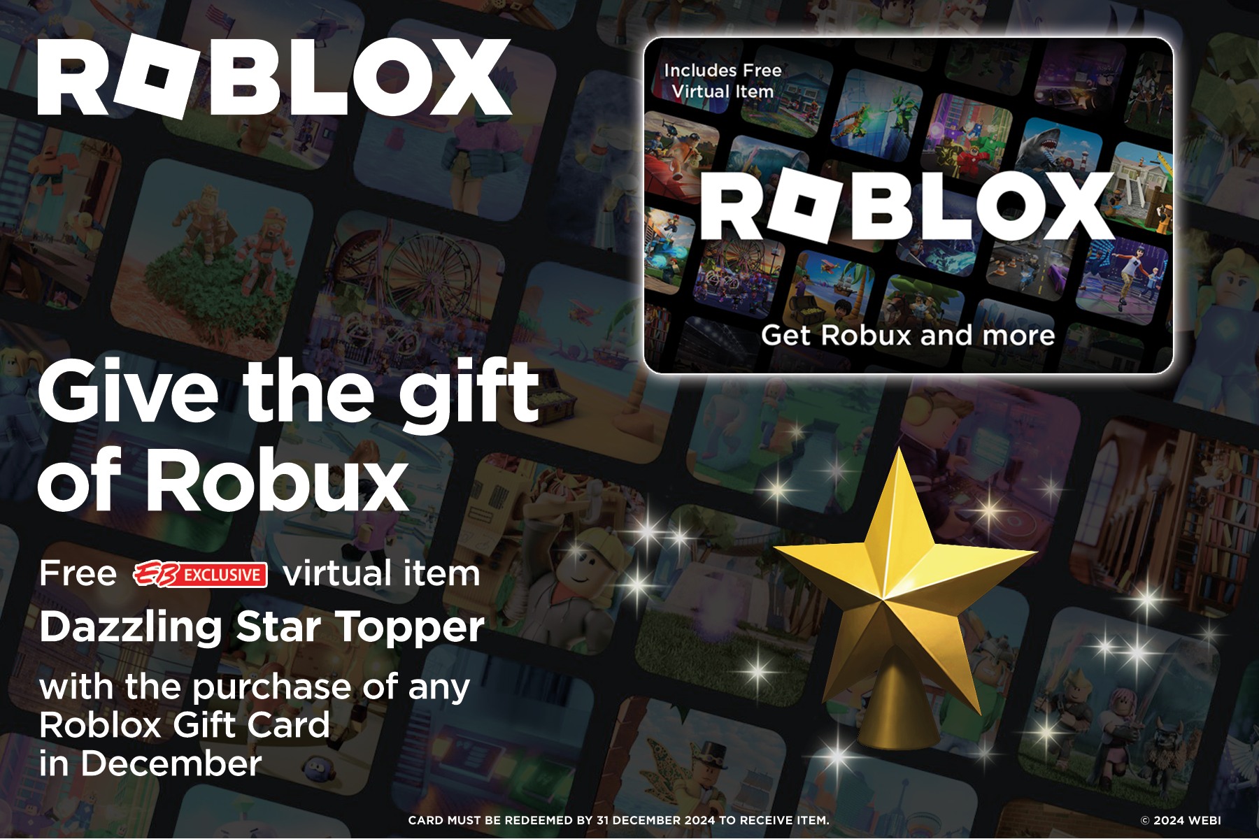 EB - Get this EB Exclusive Dazzling Star Topper🌟 when you redeem a Roblox Gift Card purchased ...