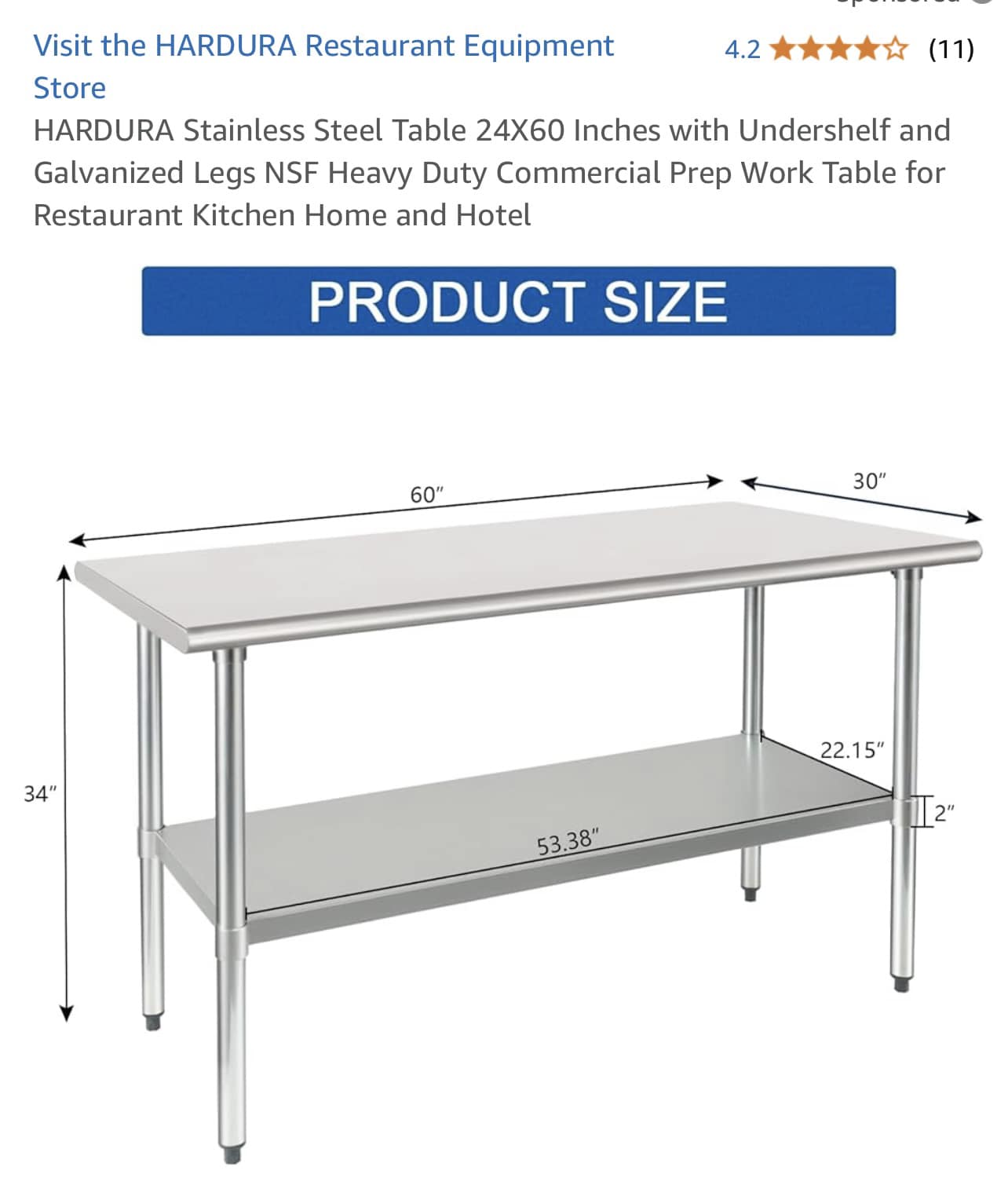 HARDURA Stainless Steel Table With Wheels 24 X 48 Philippines