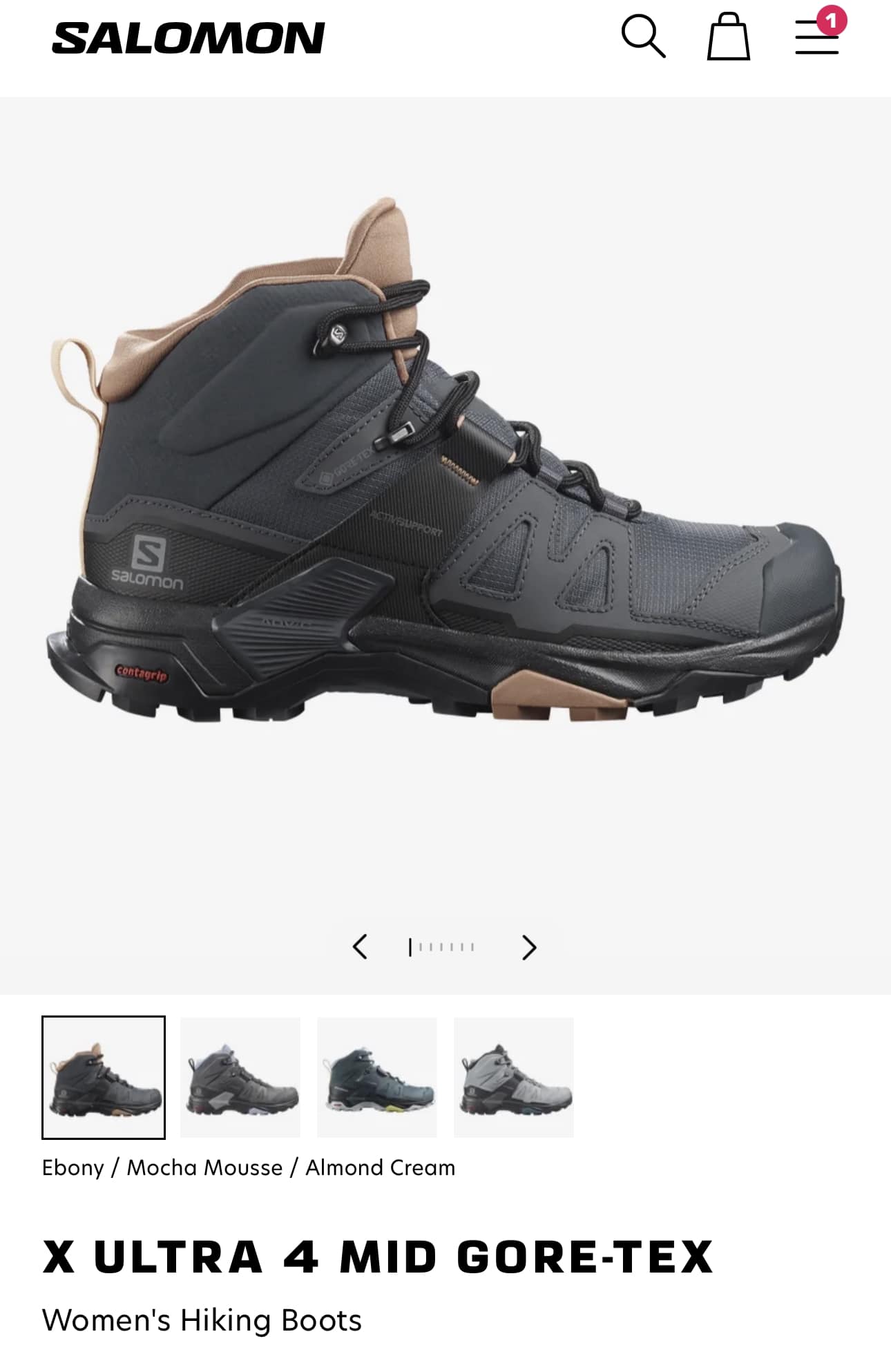 Nm 0658860502 Salomon X Ultra 4 Mid Gtx black P: 45