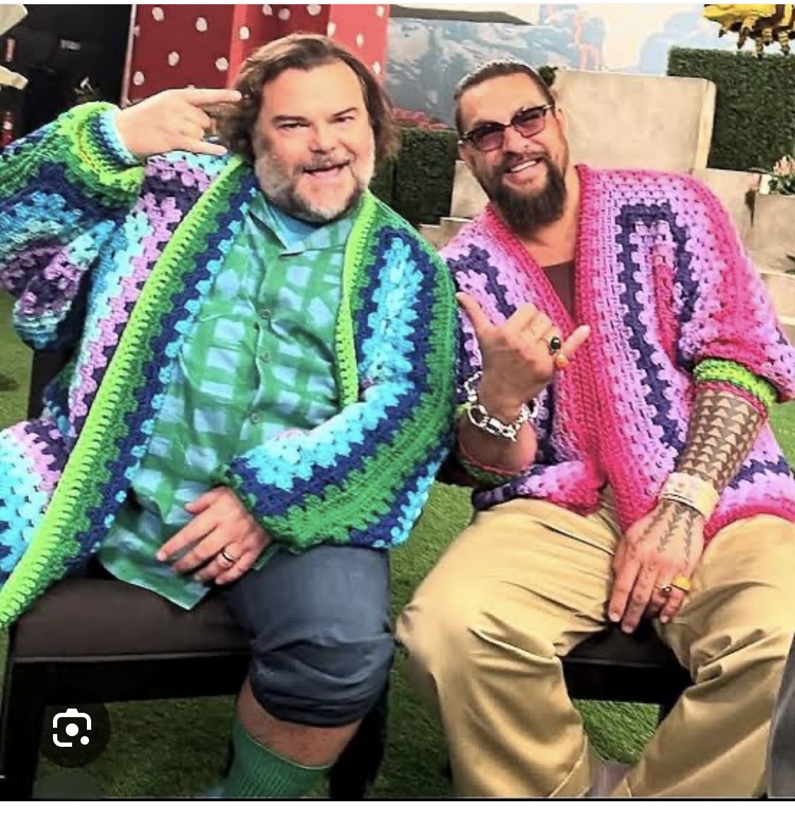 Jason Momoa continues to spread his love for crochet hexi cardis