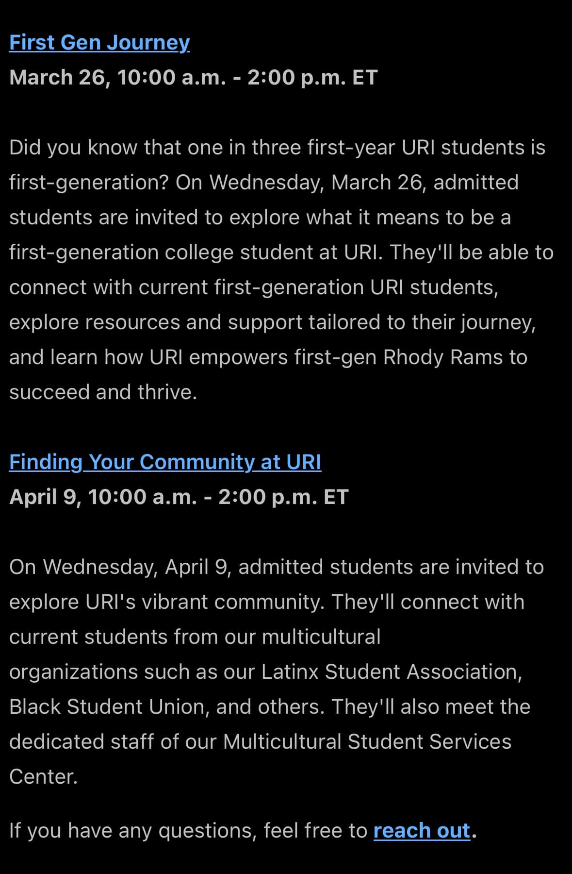 URI Class of 2029 - Parents and Families | Facebook