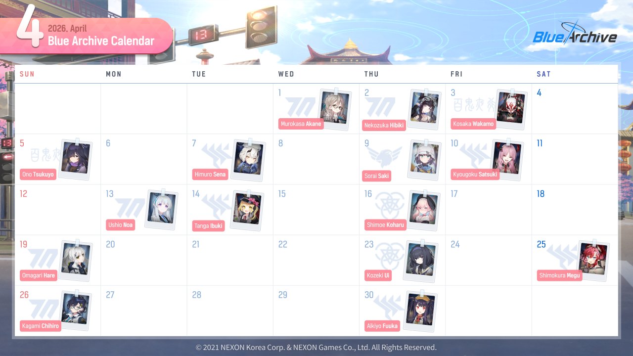 April Birthday Calendar] Which Kivotos students were born in April