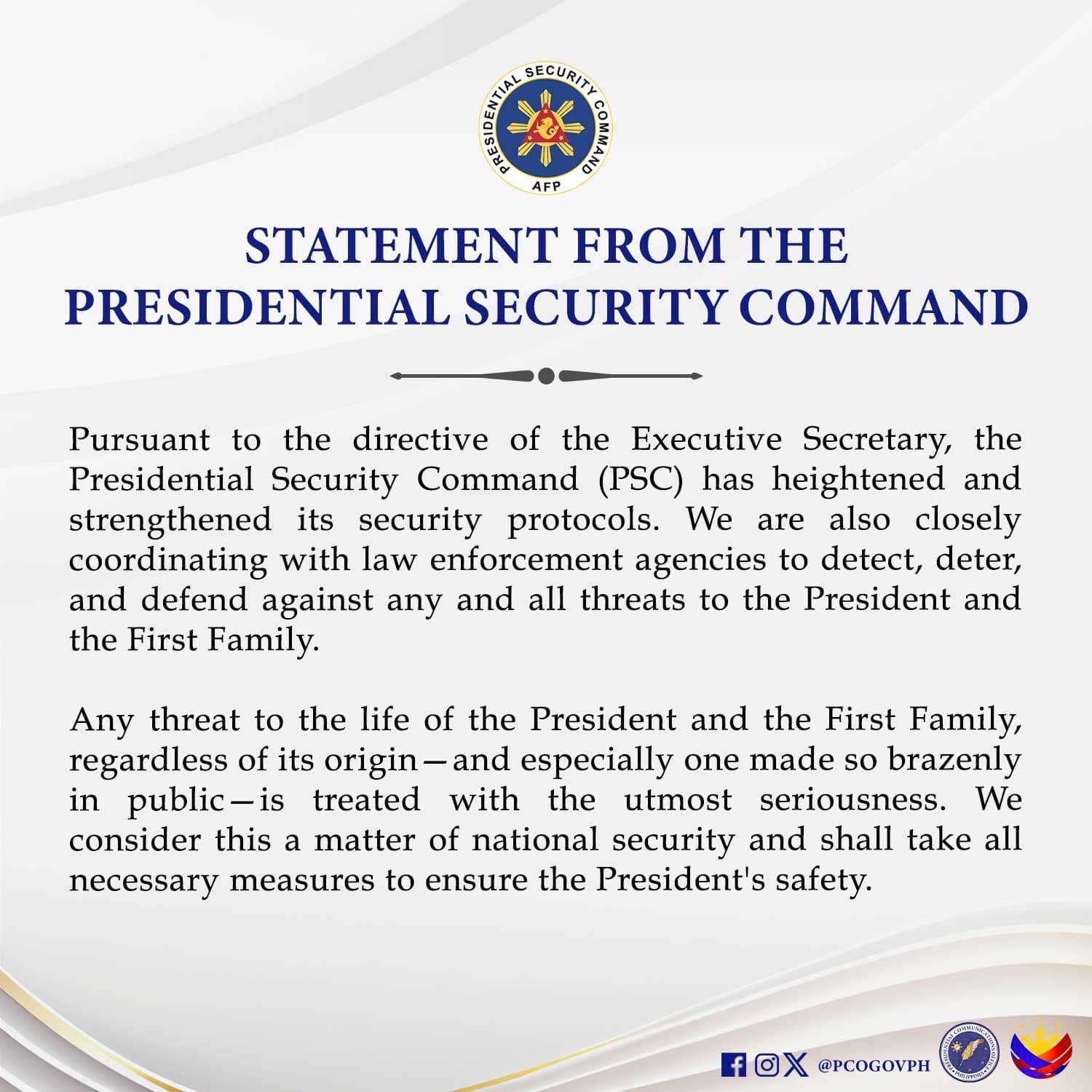 PIA Batangas - READ: The Presidential Security Command...