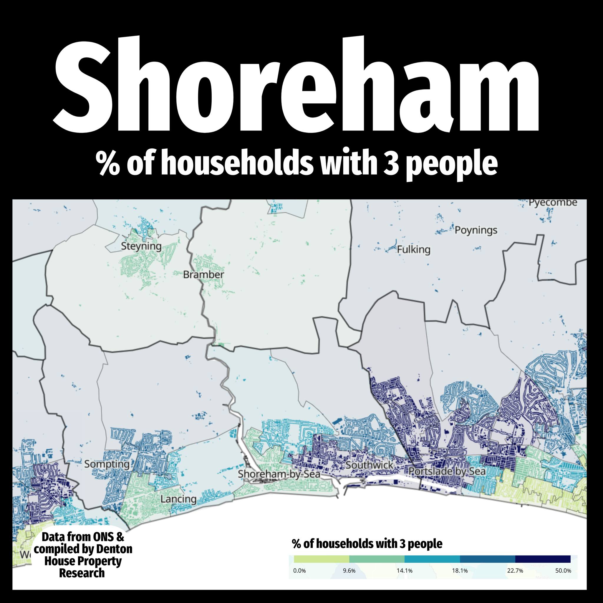 Shoreham by Sea & Southwick | Exploring Shoreham 3 Person Households: A ...