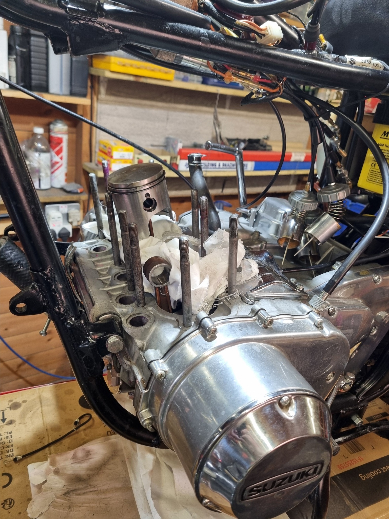 The GT750J engine is going back together, finally.