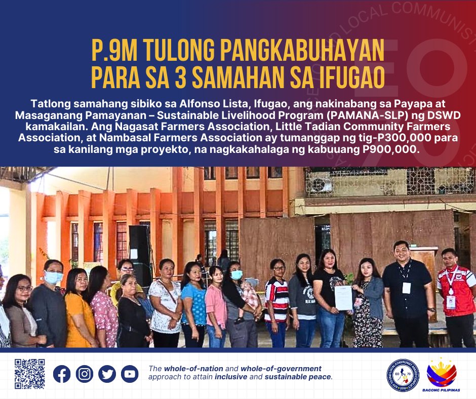 P.9M Tulong Pangkabuhayan para sa 3 Samahan sa Ifugao Tatlong samahang ...