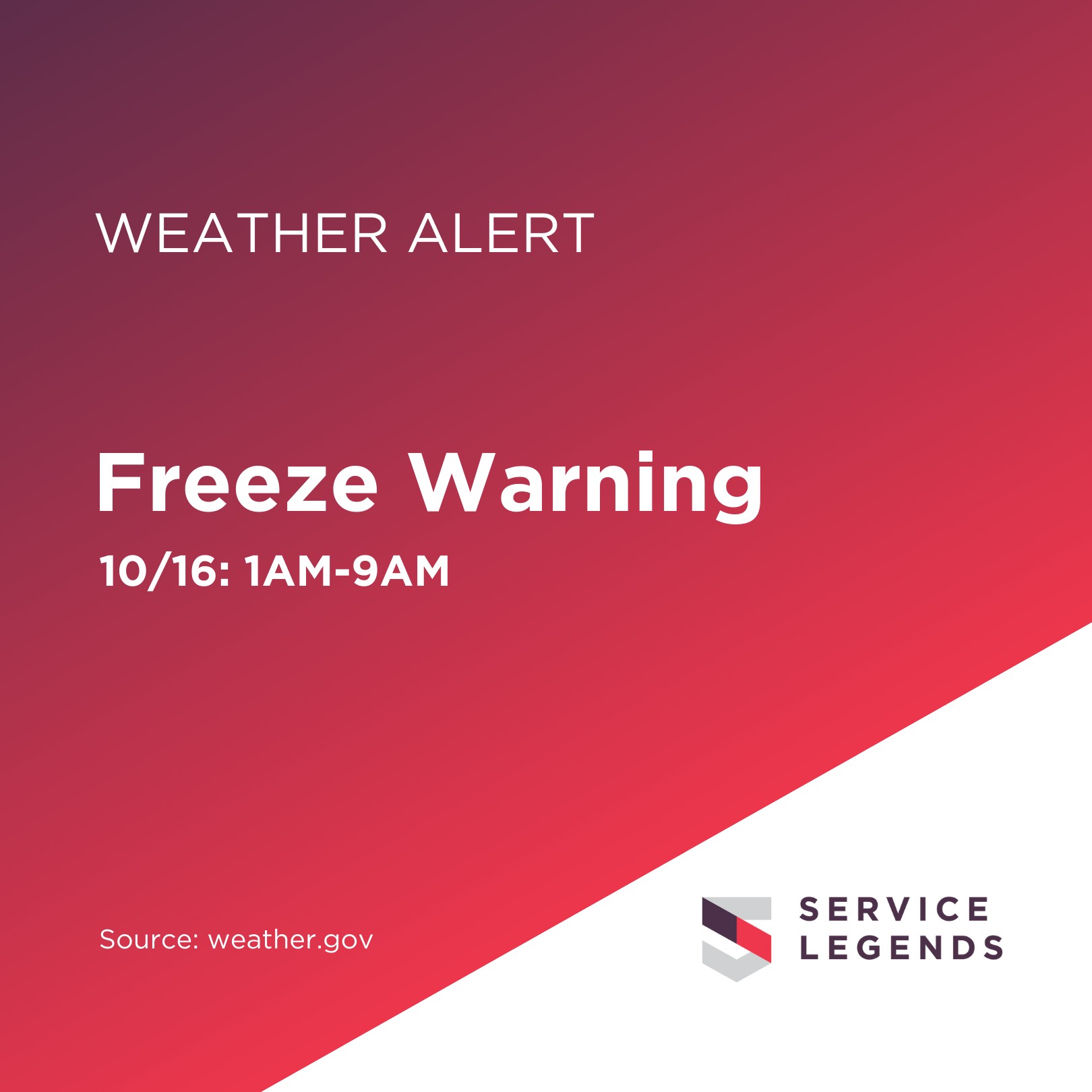 Service Legends - 🚨 Tonight’s temperatures are expected to... | Facebook