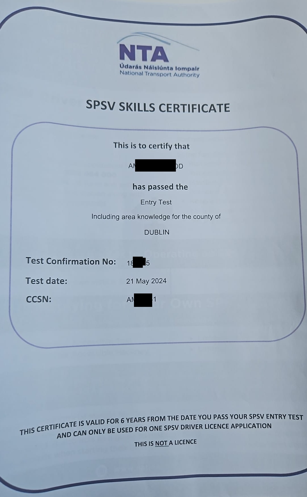 SPSV Skills Test Training