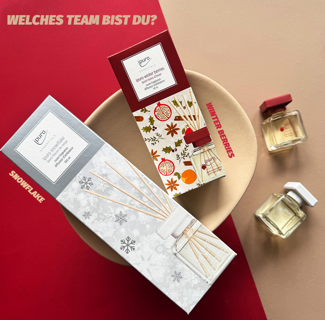 Snowflake oder Winter Berries, welches Team bist du? ❄️ Diese beiden ipuro Raumdüfte verleihen deinem Zuhause garantiert gemütliche Wintervibes. 😍 Da steigt doch direkt die Vorfreude auf die Weihnachtszeit, oder wie sieht