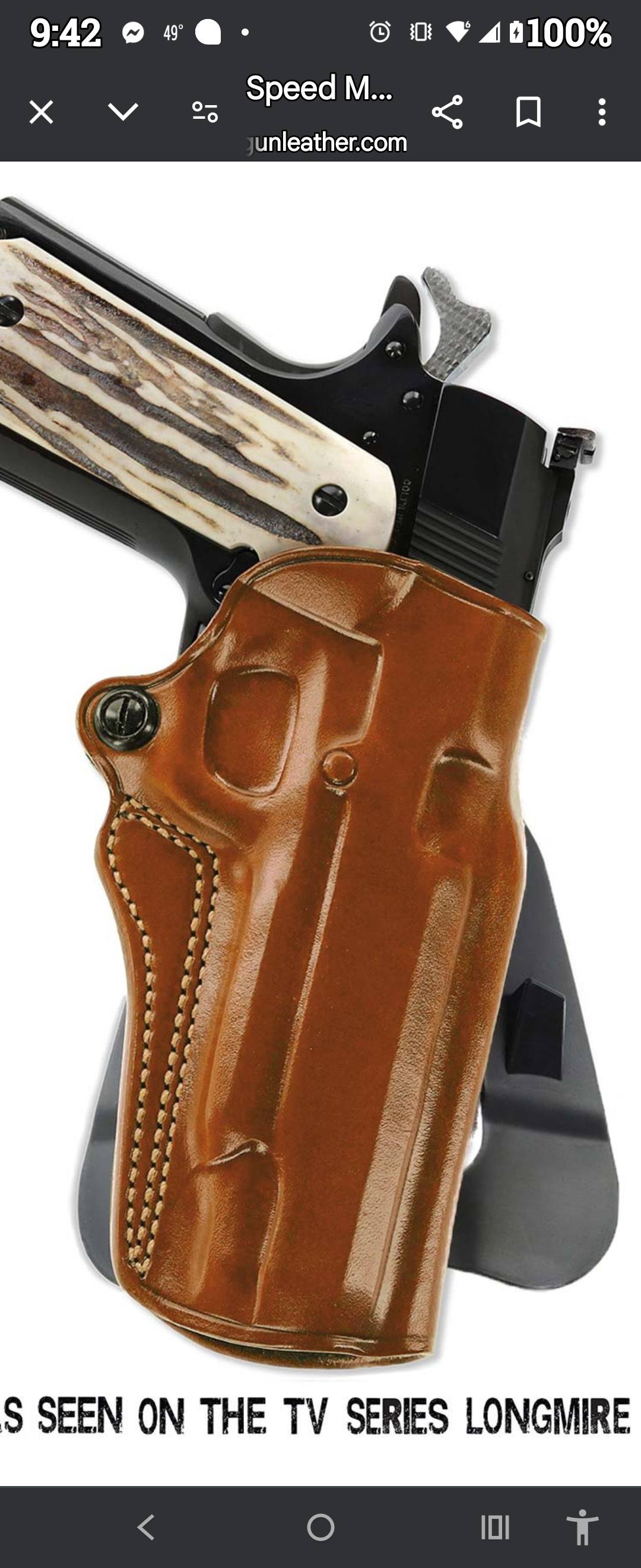 Galco Speed Paddle Leather Holster, SIG Sauer 1911
