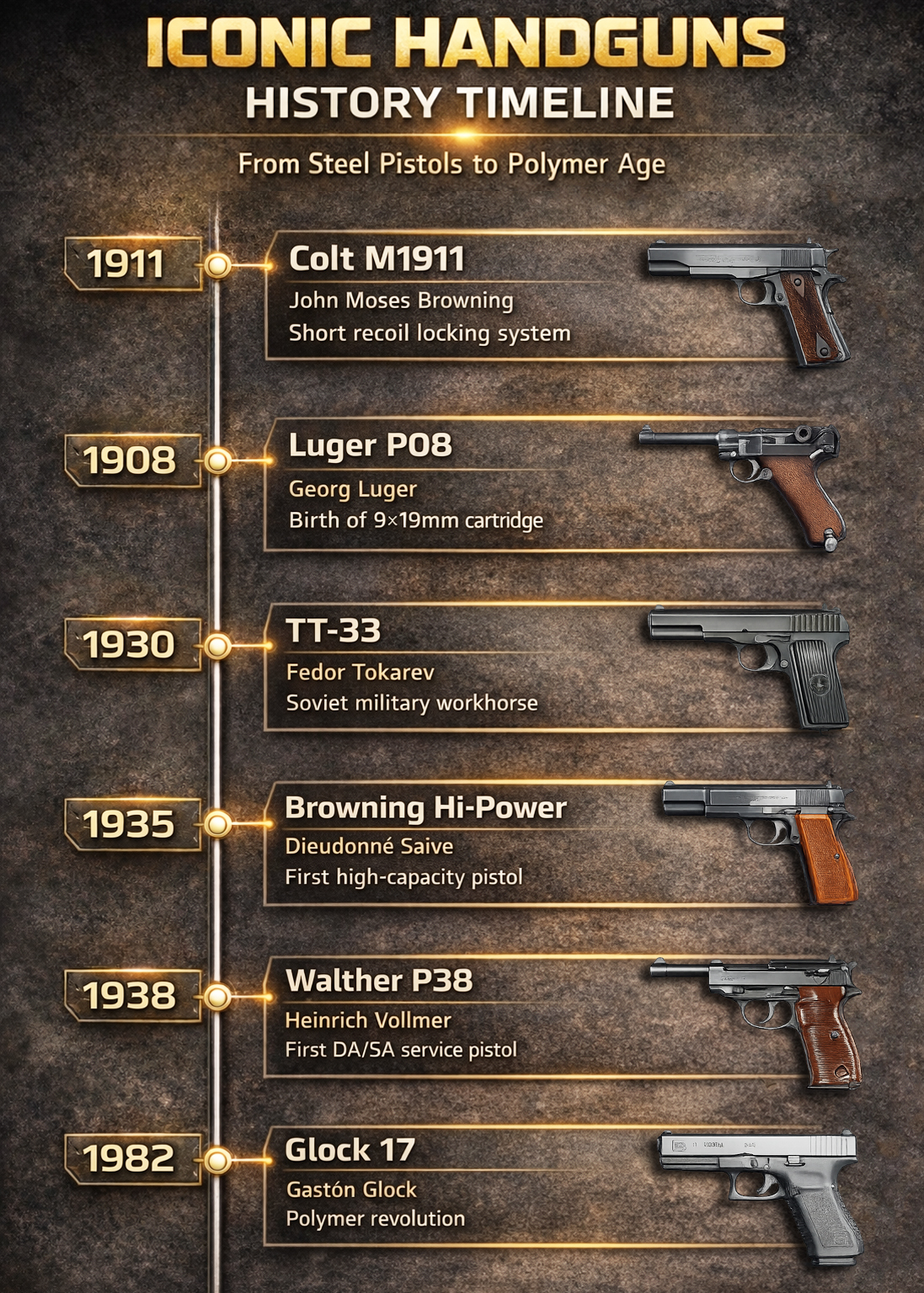 Global - Iconic Handguns History Timeline (From Steel Pistols to ...
