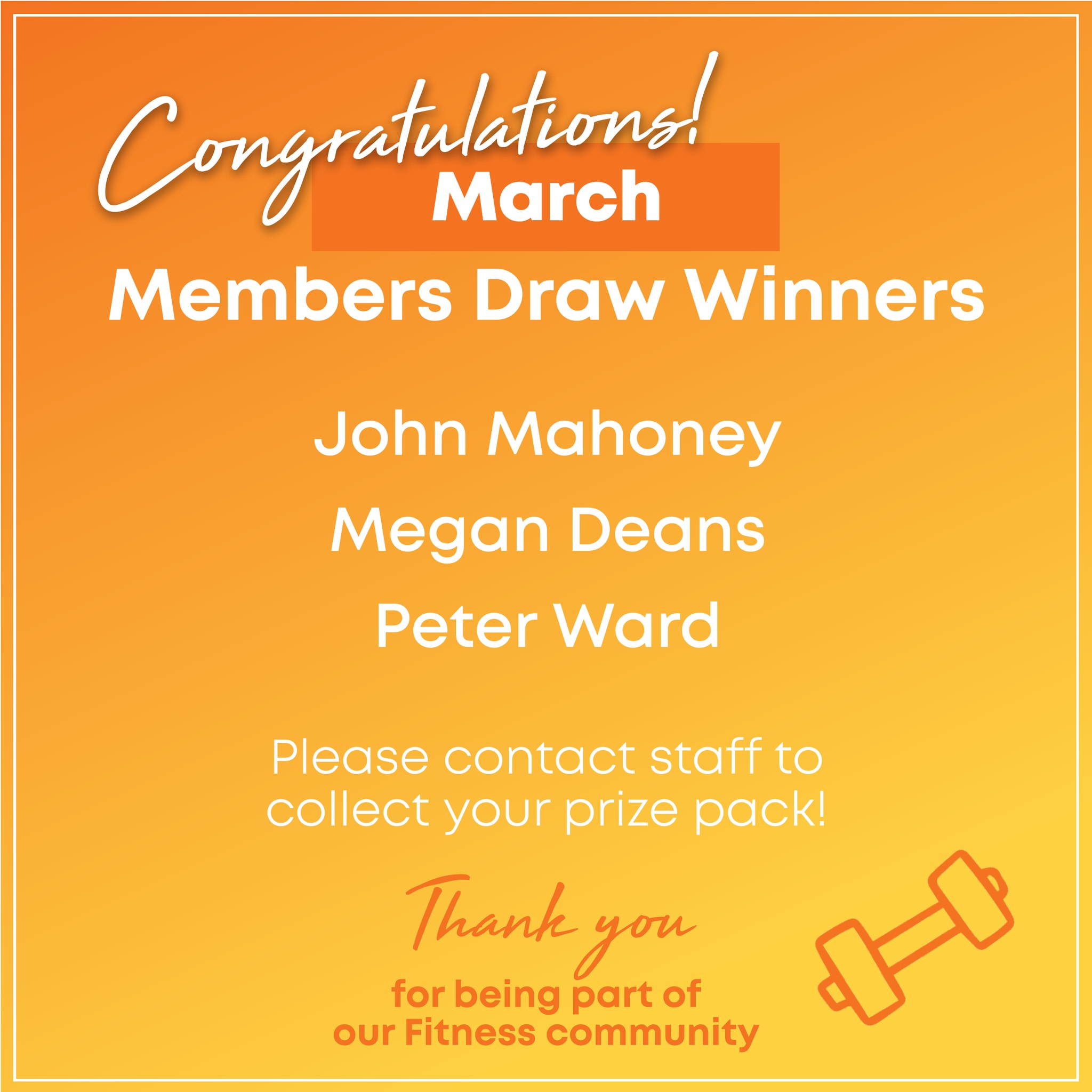Stanthorpe - 🎉 Congratulations to the Winners of Our March Members Draw ...