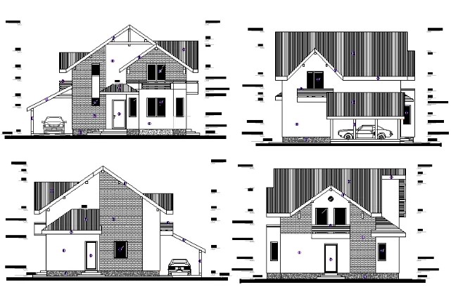 Autocadfiles - An elevation view of 9x8m house building is given in ...