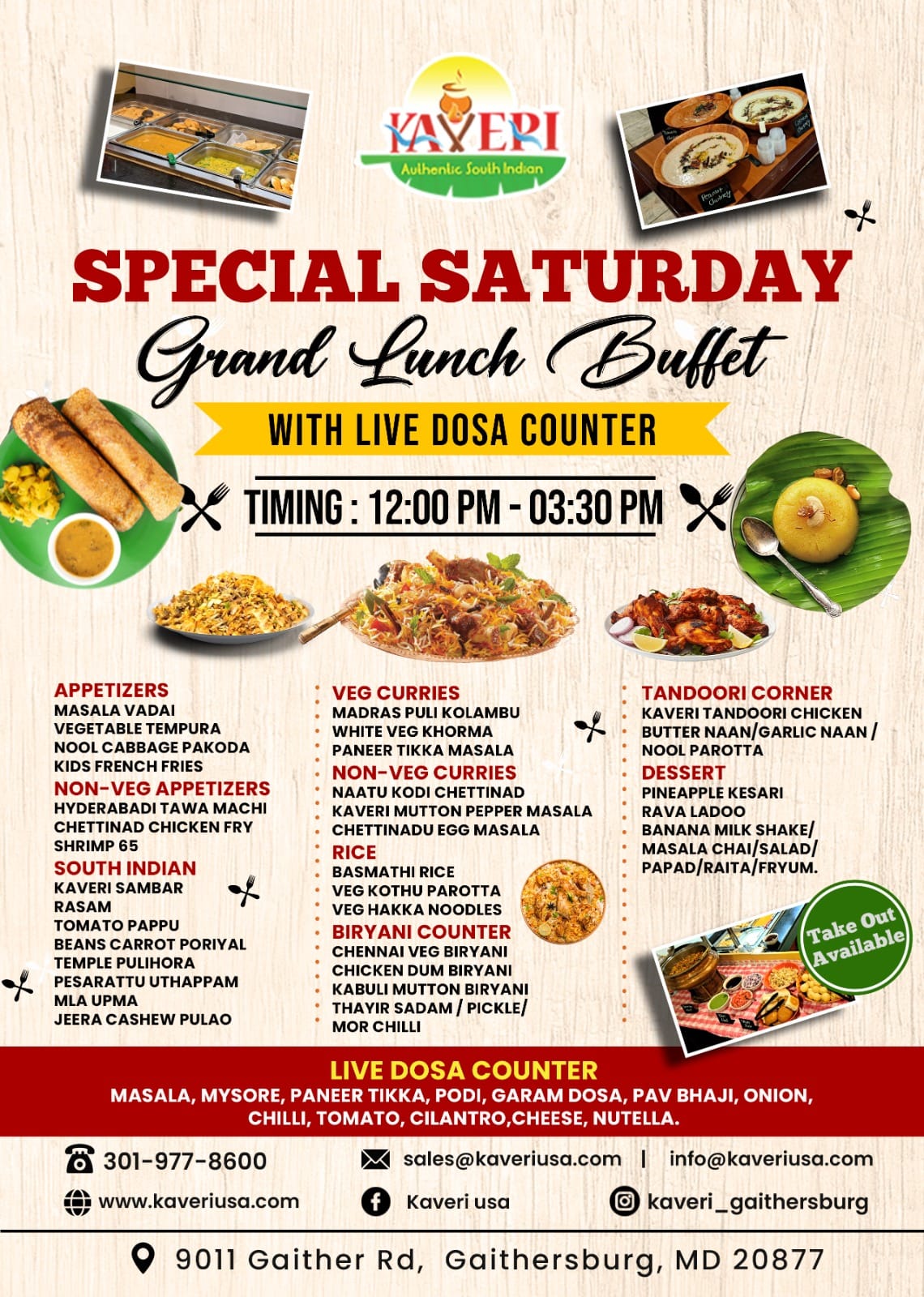 Kaveri usa - Kaveri special Saturday Grand Lunch buffet...