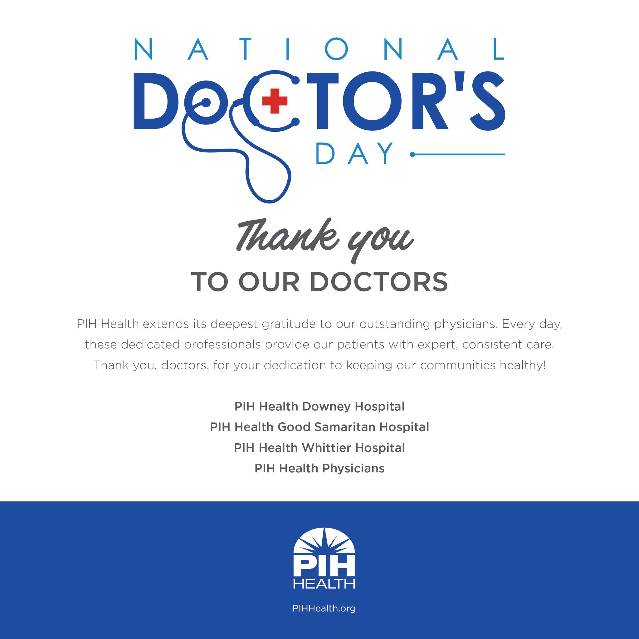 PIH - Happy Doctors’ Day!🩺💙 Today, we celebrate the incredible ...