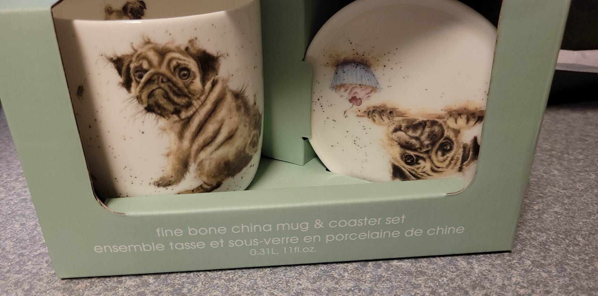 Ensemble Tasse Et Dessous De Verre Wrendale Designs « Piggy In The Middle » - Porcelaine Fine Tasse Porcelaine Animaux
