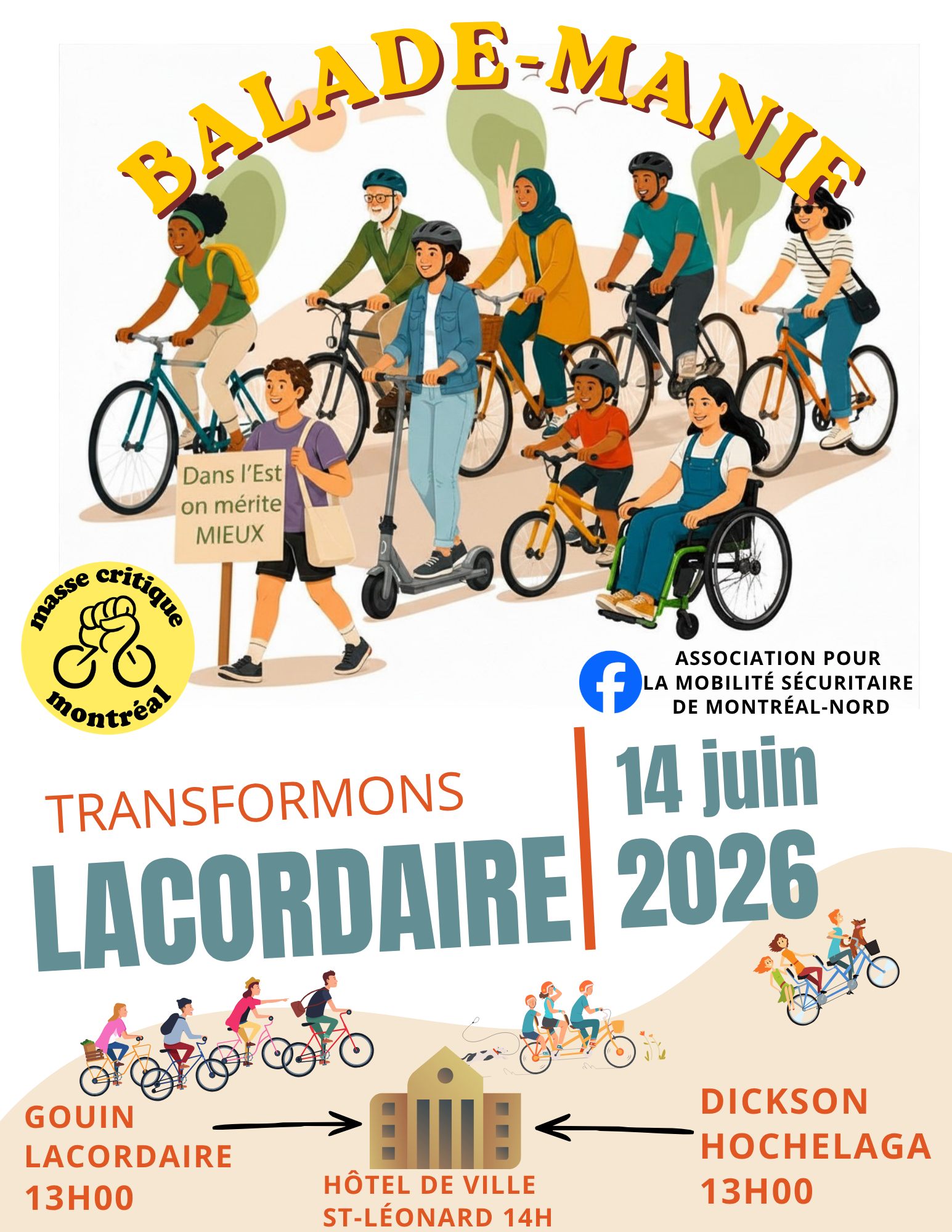 Transformons Lacordaire : Dans l'est, on mérite mieux. 14 juin 13h00.