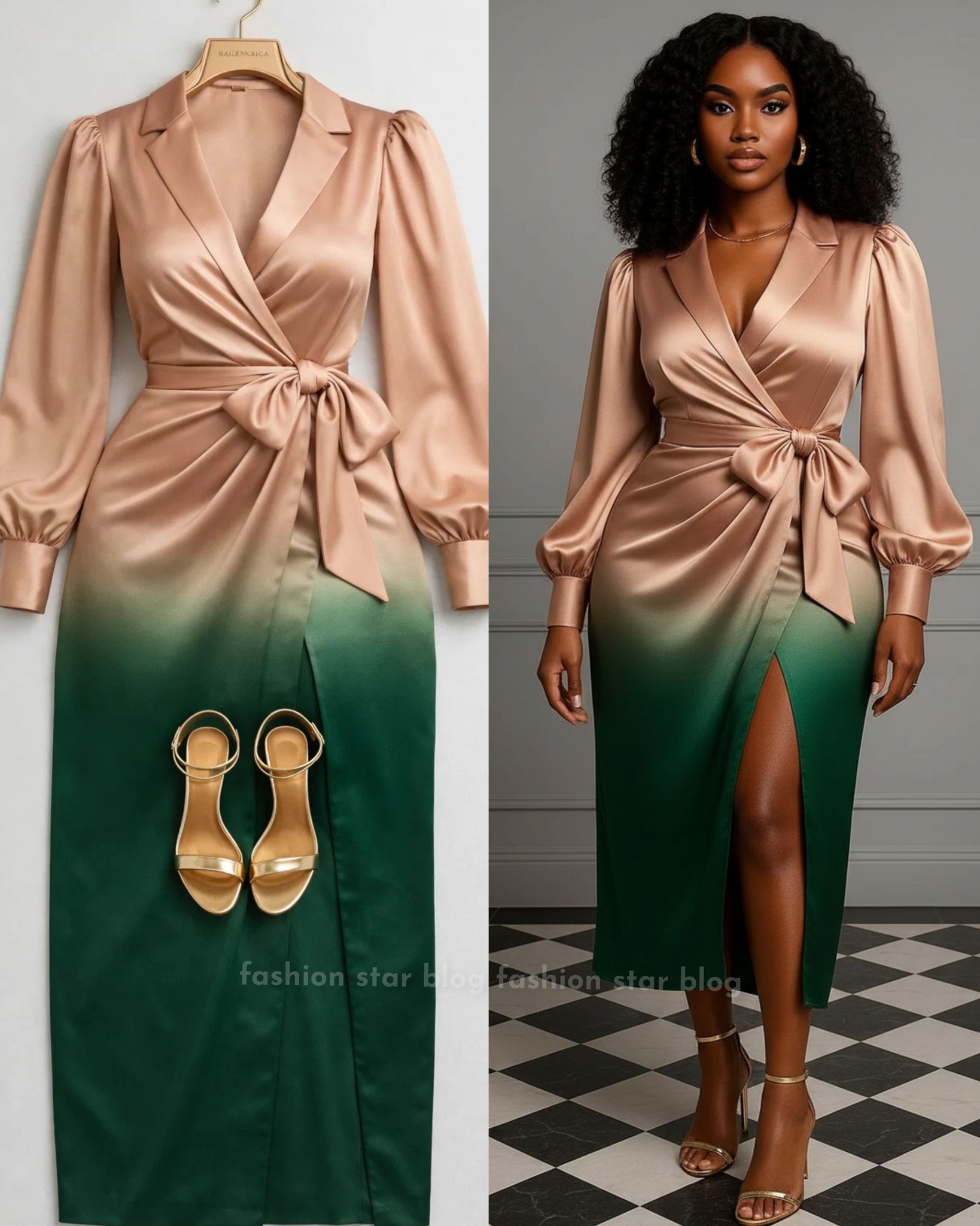 green and nude dress 🤎 💚 Perfect Combination Elevate your style with ease ☺ 85 cm HIPS 41.3