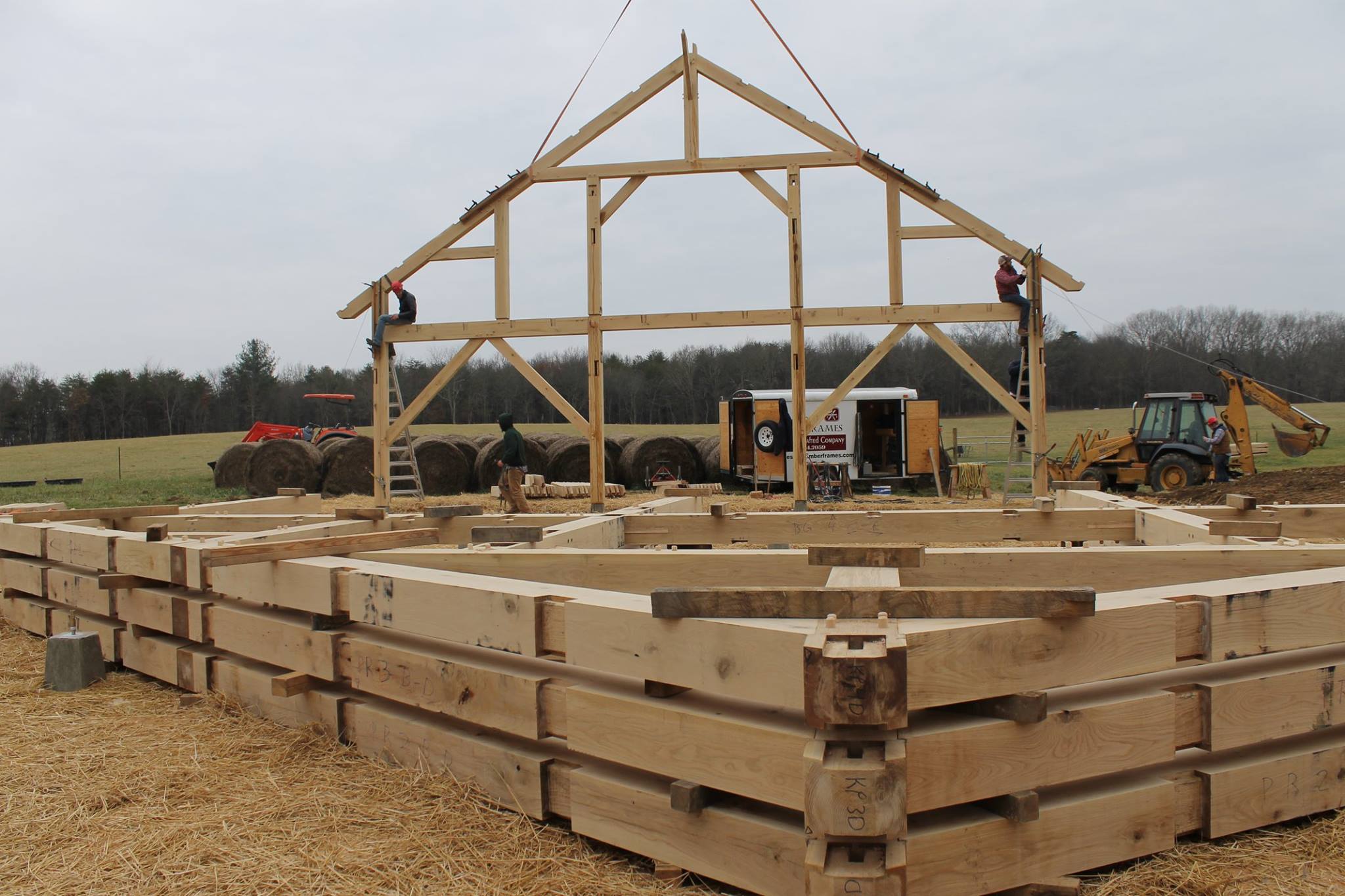 Just like this barn raising, the... - Homestead Timber Frames