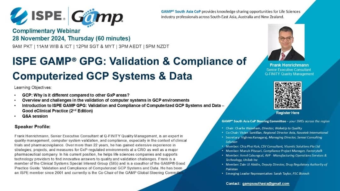 Clinical - Register now for a free GAMP South Asia webinar on ...