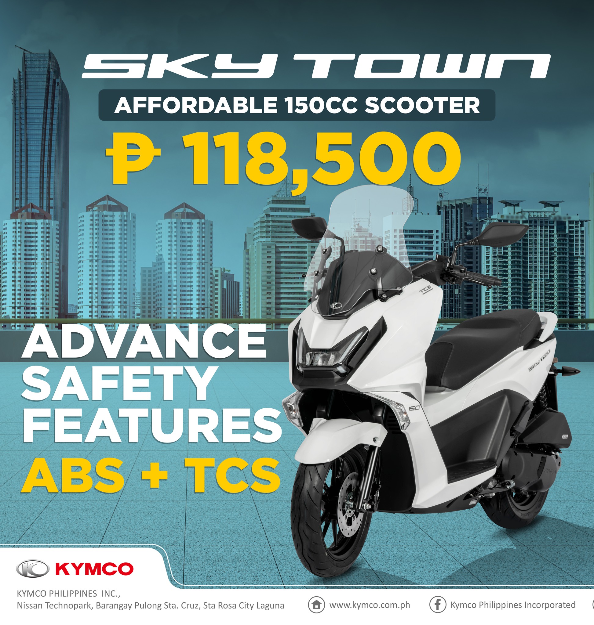 Kymco - KYMCO SKY TOWN 150 comes with advanced safety features ABS ...