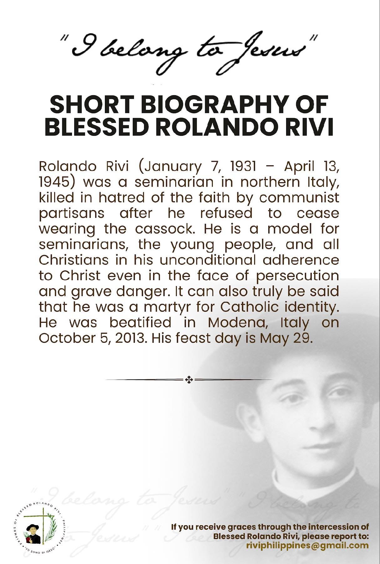 Friends of Blessed Rolando Rivi-Philippines