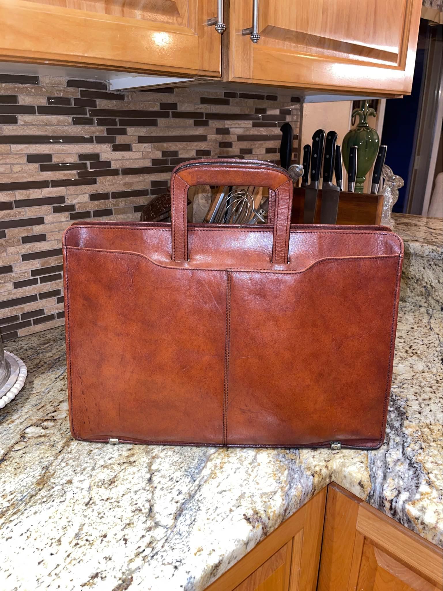 Vintage Korchmar hard‑sided attaché case in deep burgundy full  display picture 1