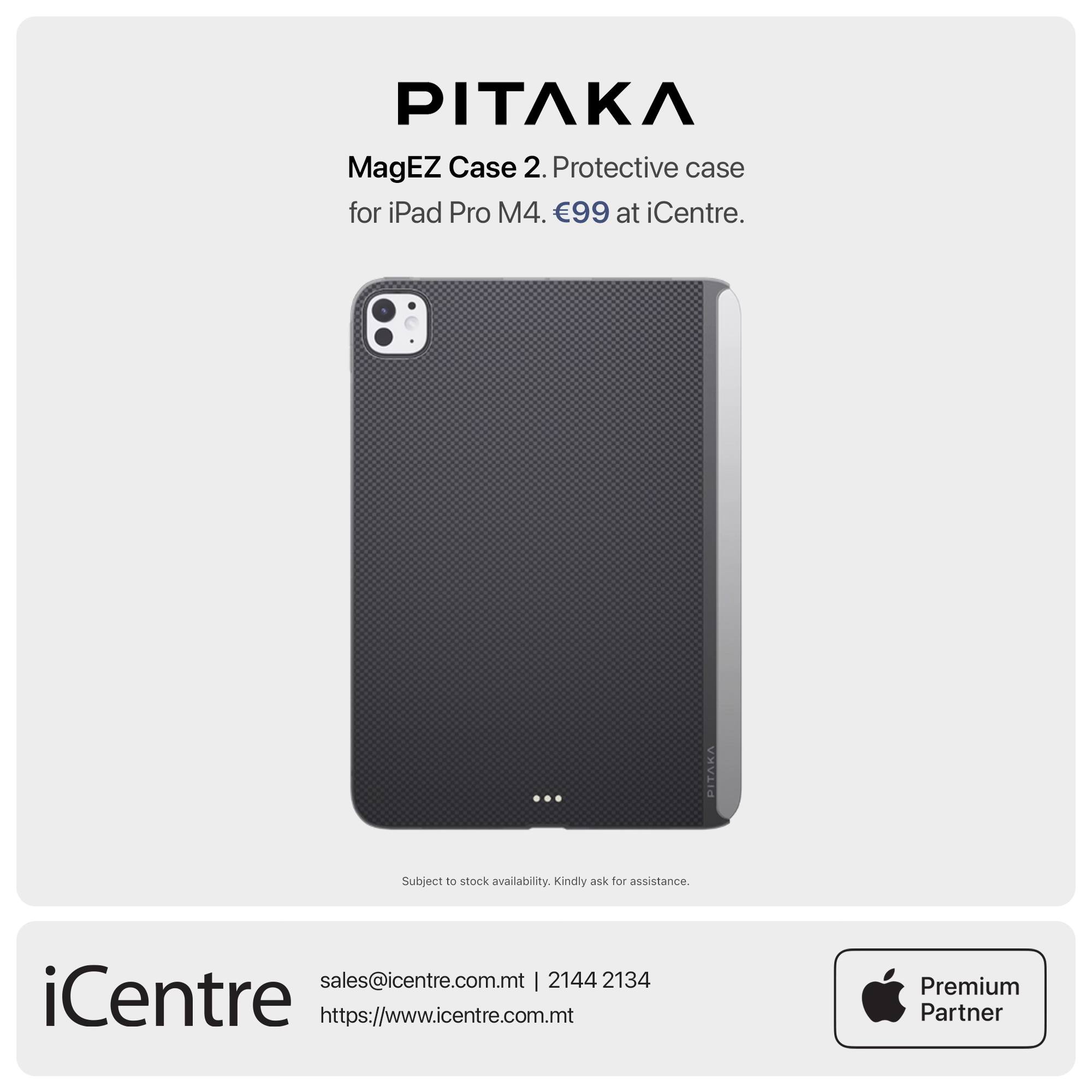 PITAKA MagEZ Case 2. Protective case for iPad Pro M4. ✓ Available