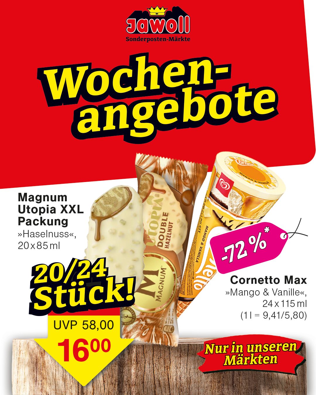 🌟 Neue Wochenangebote bei Jawoll! 🌟 Freu dich diese Woche auf tolle Angebote für Garten, Haushalt, Freizeit und vieles mehr! Ob erfrischendes Eis für warme Tage, Pflanzen & Erden für dein Gartenprojekt