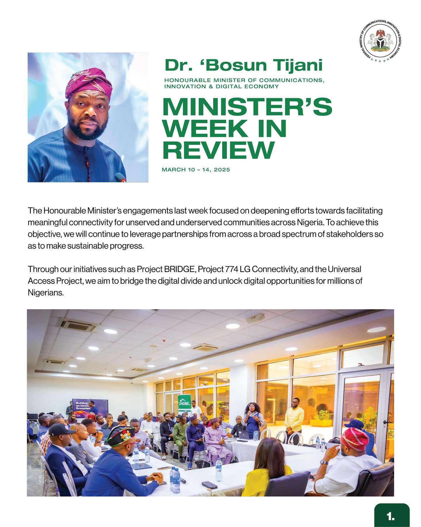 Federal Ministry of Communications and Digital Economy, Nigeria added a ...