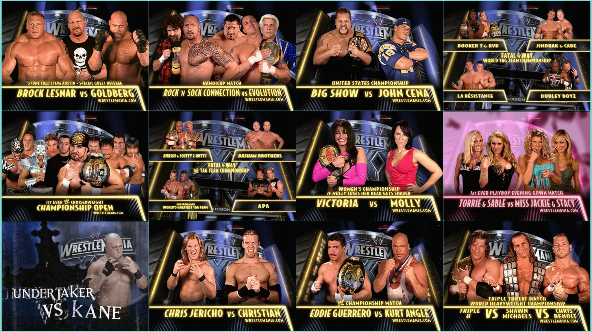 WrestleMania XX 2004 match card and results