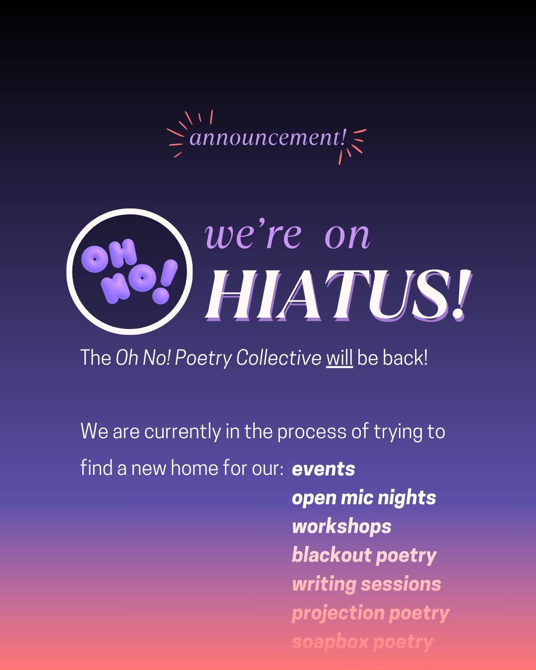 Oh No Poetry Collective | Facebook