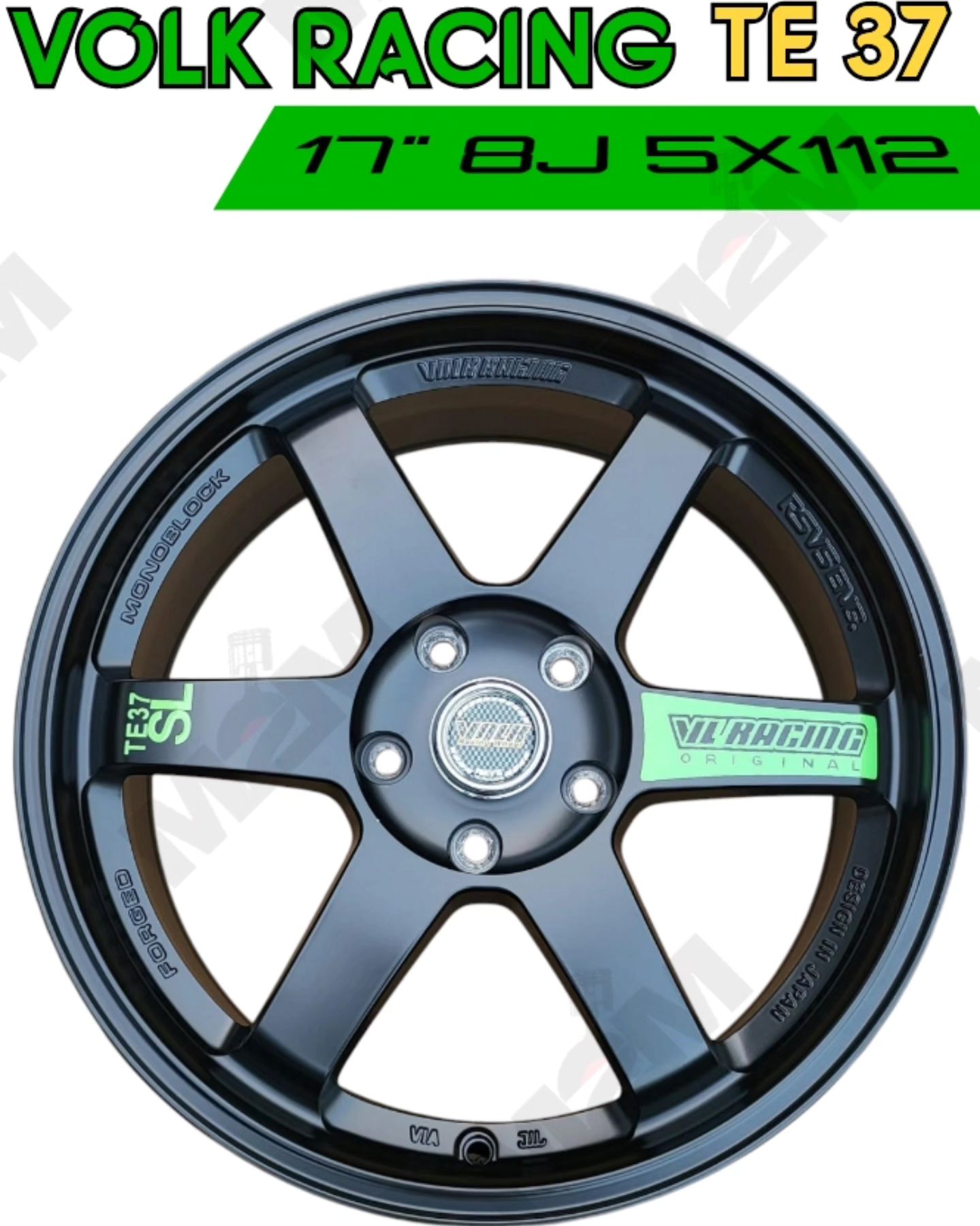 VOLK RACING TE37 SIZE : 17 INCH WIDTH : 8J PCD : 5X112, 5X114.3