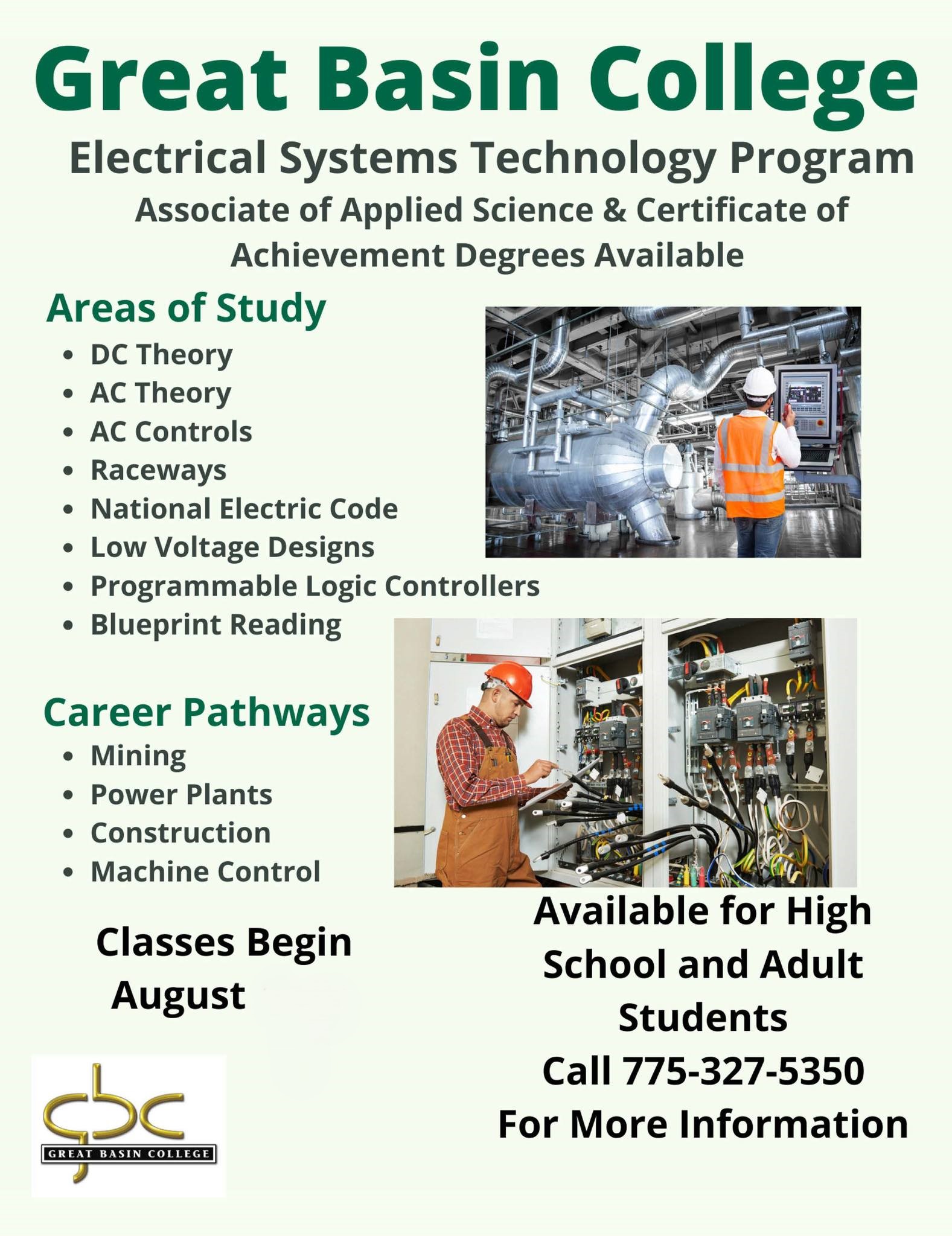 Great - Classes start August 2025! Call 775-327-5350 or come to 2115 ...